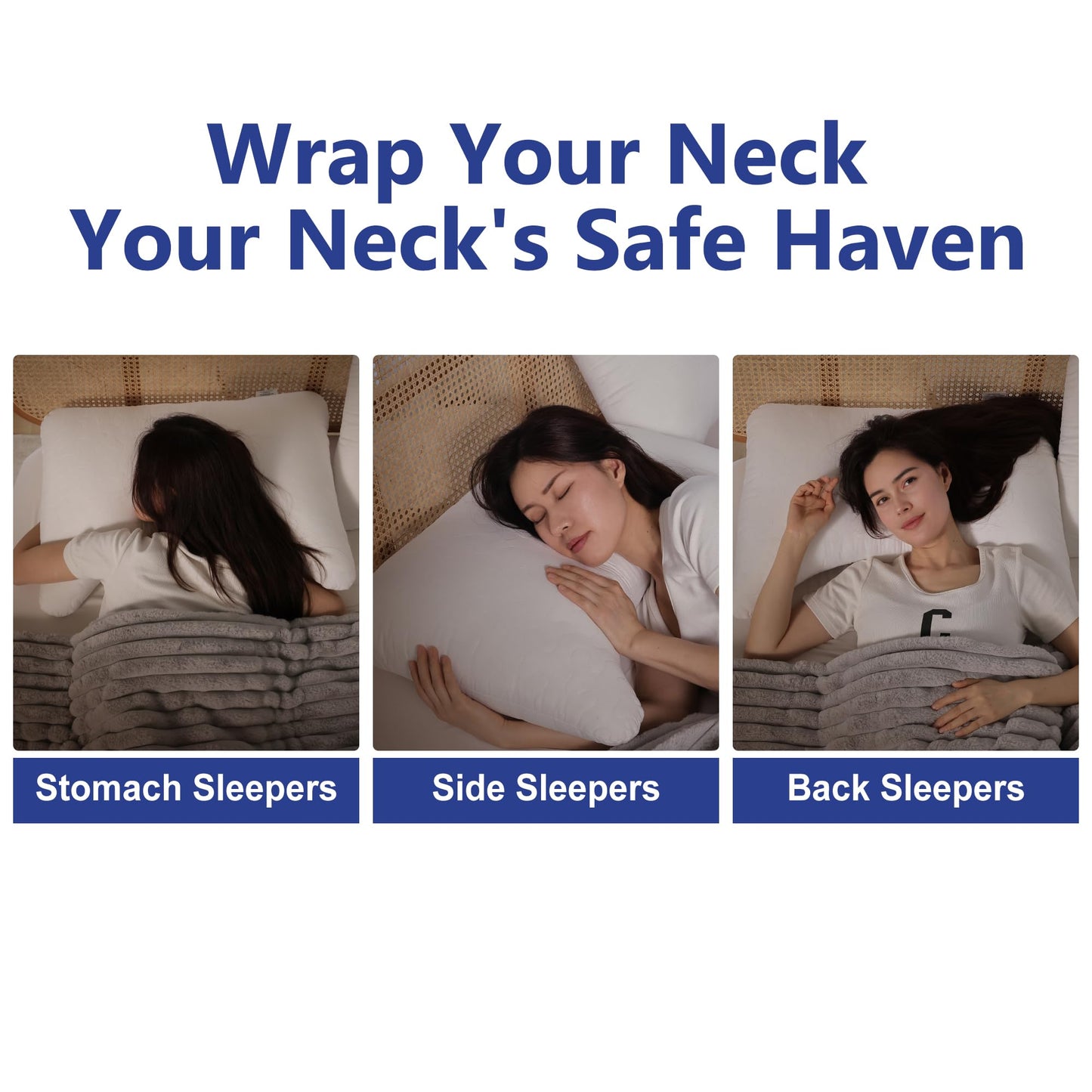 Shatex Neck Pillow Queen Size 28 x 20 inch, Curved Firm Bed Pillow with Adjustable Insert Provides Stronger Support - for Back, Stomach & Side Sleepers