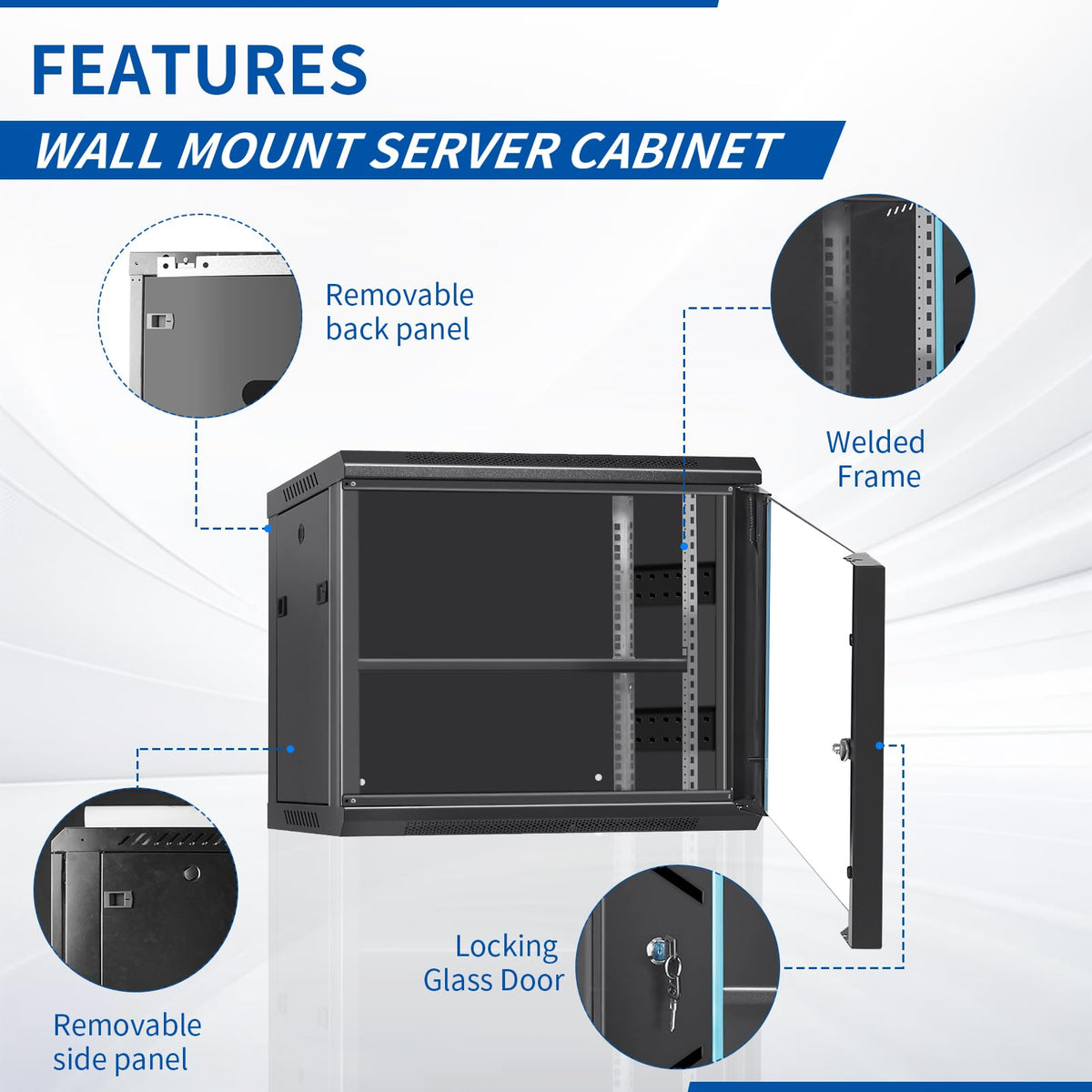 ZHPHMBM 6U Wall Mount IT Network Rack Cabinet - SPCC Cold-Rolled Steel with Vents for Heat Dissipation, Easy Assembly and Cable Routing 15 in Depth for AV and Network Equipment