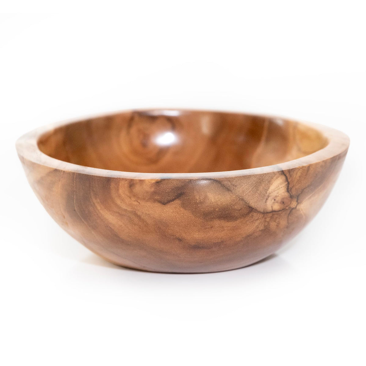 ANDALUCA Hand Carved Teak Wood Mini Decorative Round Small Bowl (6" Diameter)