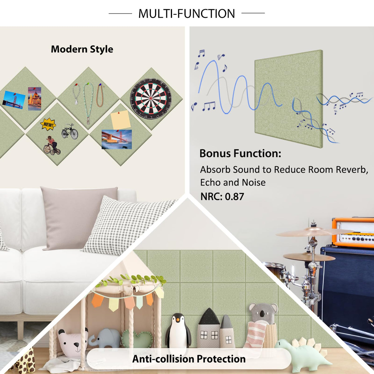 BXI Felt Bulletin Board - 60 X 36 Inches, 15 Pcs Self-Adhesive Decor Cork Boards with 30 Pushpins, Sturdy Acoustic Wall Panels for Office Work, Poster Pin Tiles for Teen Dorm Room Kitchen Classroom