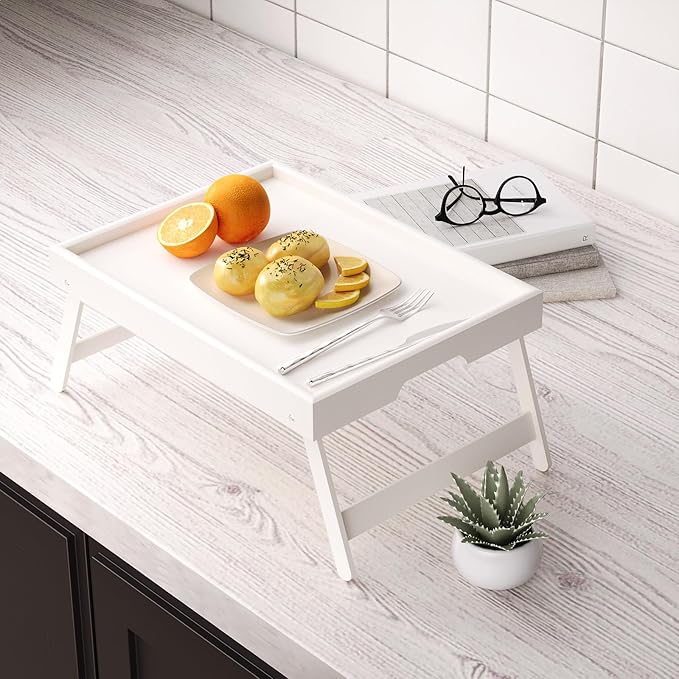 Fibogollo 2 Pack Bamboo Bed Tray Table