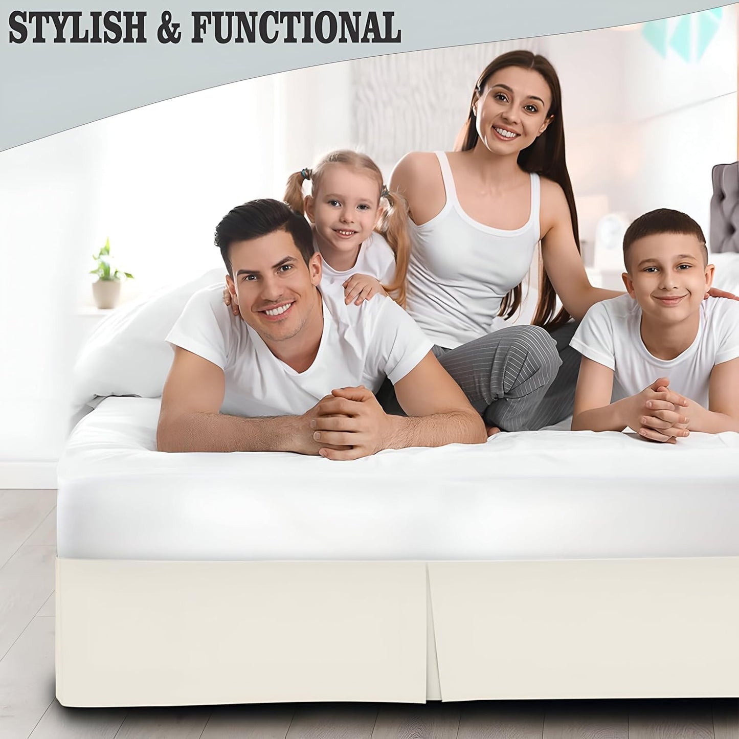 800 Thread Count Egyptian Cotton Bed Skirt King Size – Tailored Split Corner, 78x80 Inches 10" Drop Ivory Solid