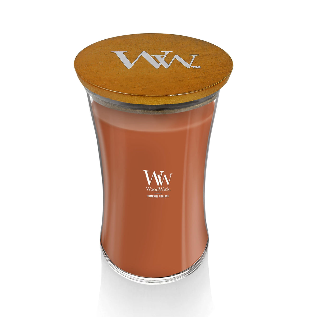 WoodWick Pumpkin Praline Holiday Candle Gifts for Women and Men, 21.5 oz Large Hourglass Candle with Crackling Wick