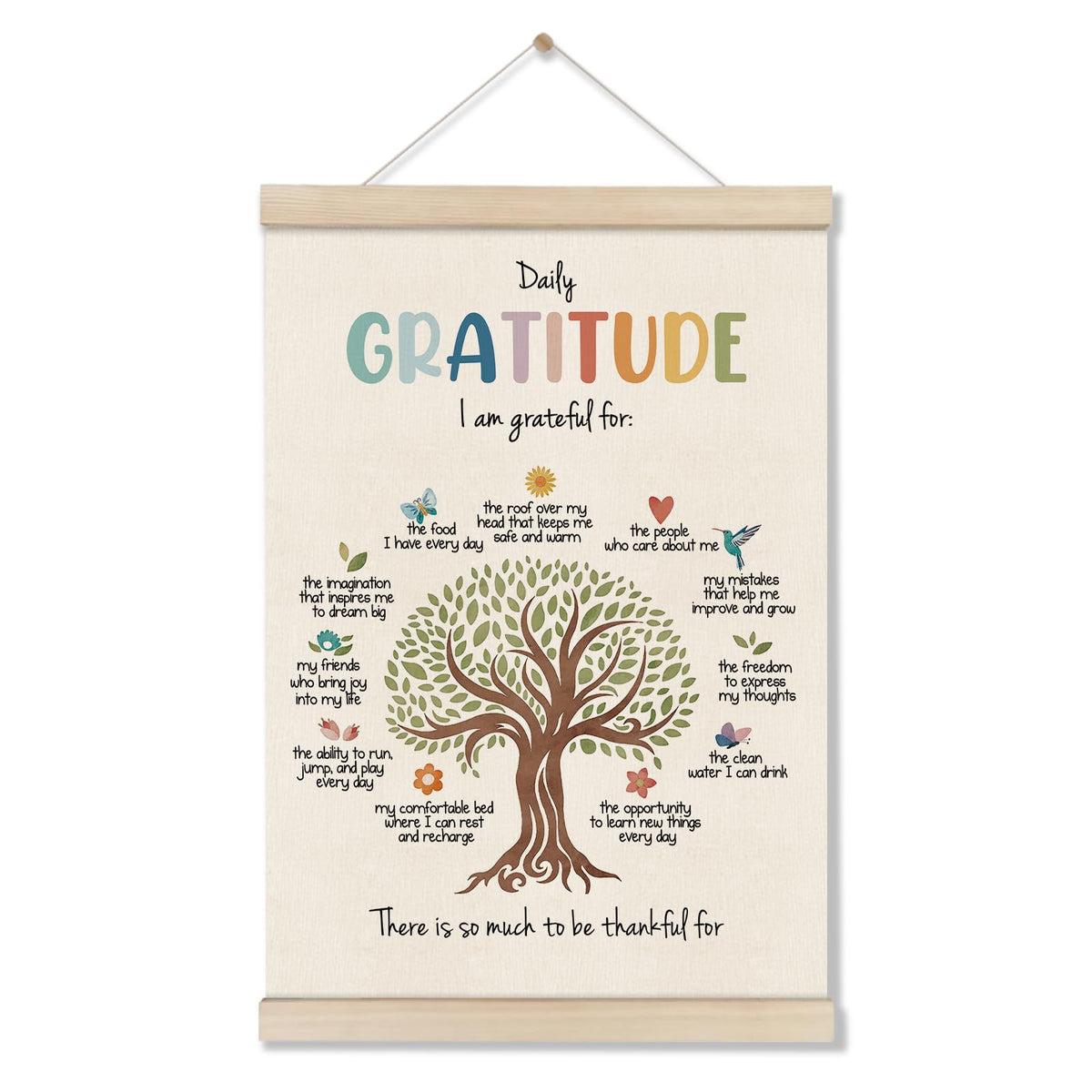 DOI-LANEE Inspirational Motivational Daily Gratitude Poster Hanger Frame, Mental Health Affirmation Wall Art 16x12 Inch, Therapy Counseling Office Wall Decor, Psychology Gifts
