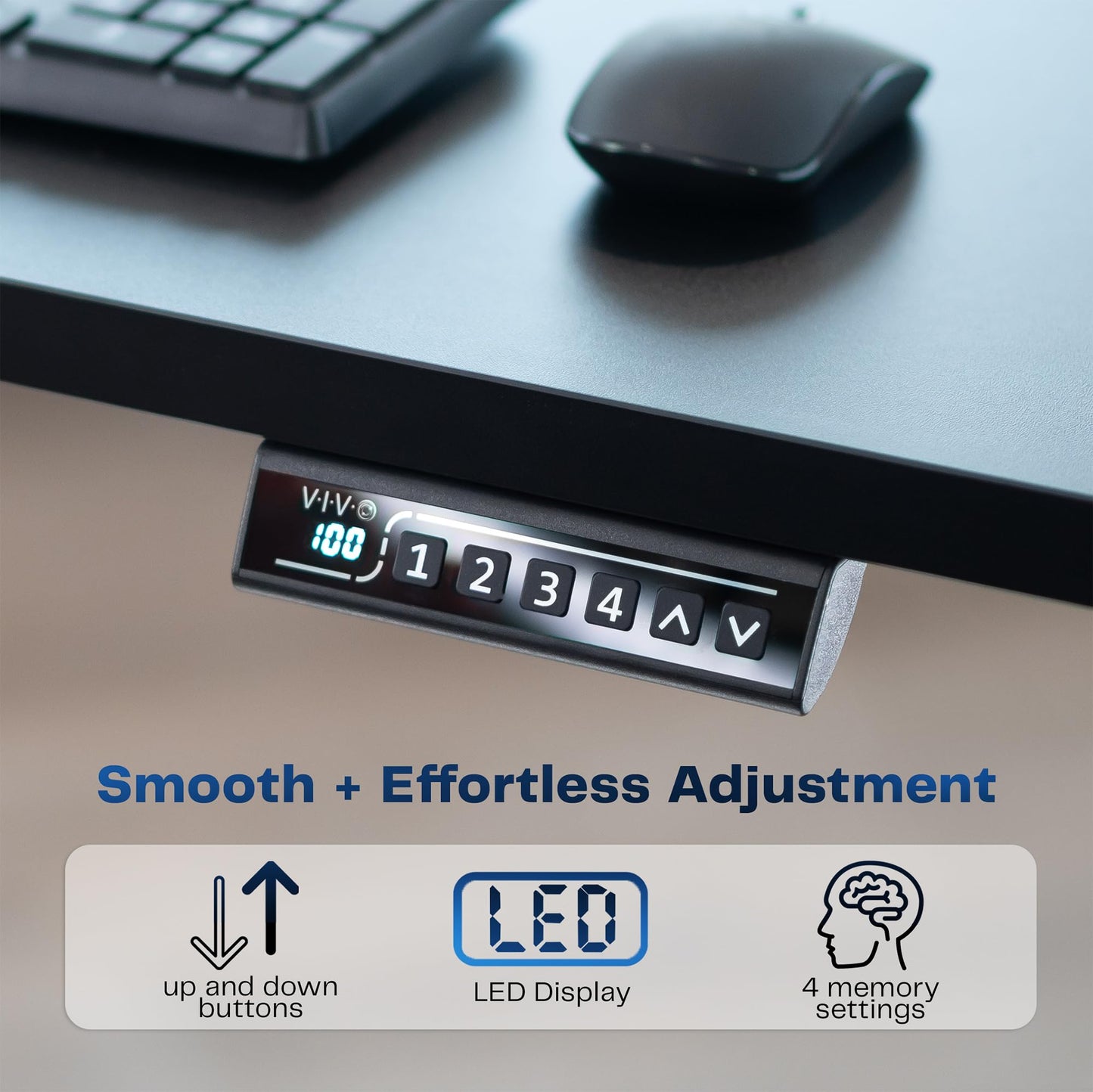 VIVO Electric 60 x 24 in Real Bamboo Standing Desk, Memory Height Adjustment, 1B Series, Holds 220 lbs, One-Piece Top, Gray Frame, DESK-KIT-1G6O