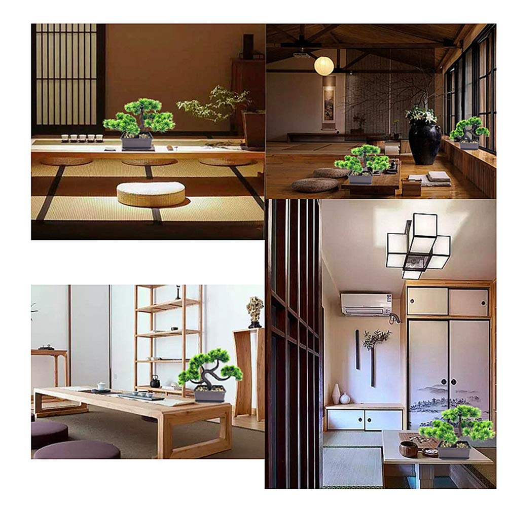 Fycooler Artificial Plants Fake Bonsai Pine Trees Plants Greenery Japanese Pine Bonsai Tree Desktop Display Simulation,Office,Living Room,Zen Garden Decoration Indoor Home Décor(2 Pack Potted)
