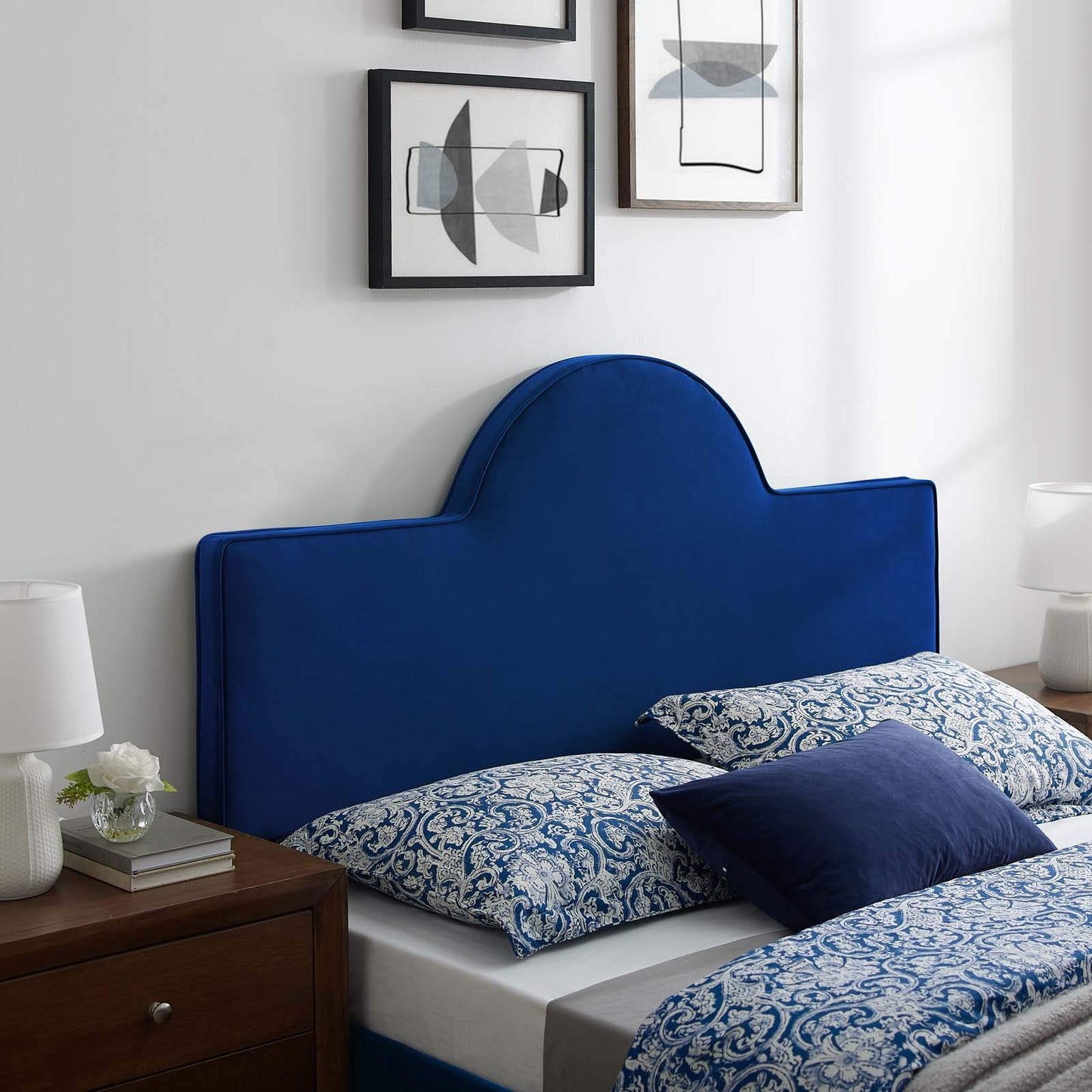 Modway MOD-6302-NAV Dawn Twin Performance Velvet Headboard, Navy