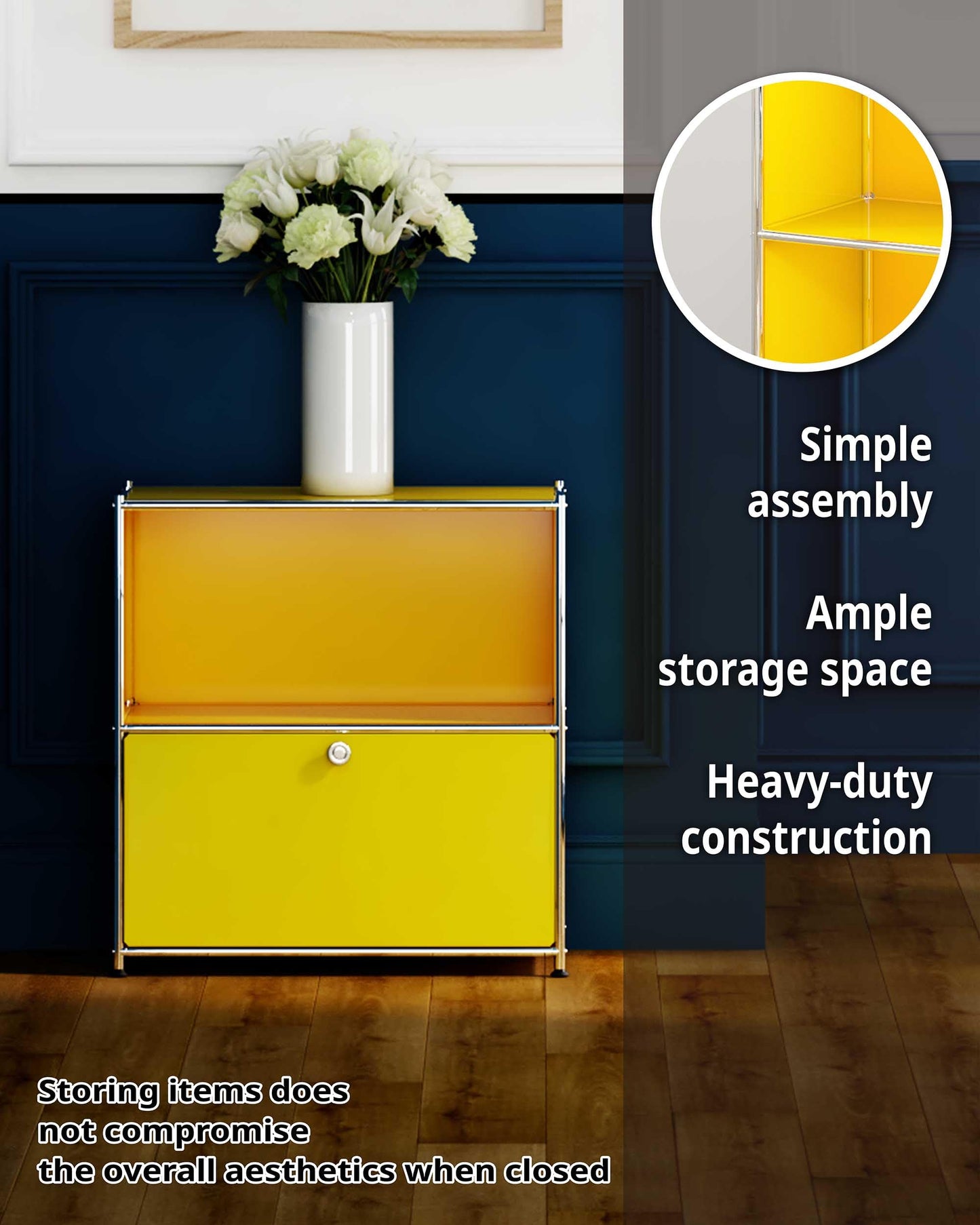 Simplink 32.5-Inch Flip-Top Storage Cabinet with Detachable Wheels, Metal Side Table and Small Sideboard Cabinet for Living Room, Bedroom, Office, Orange