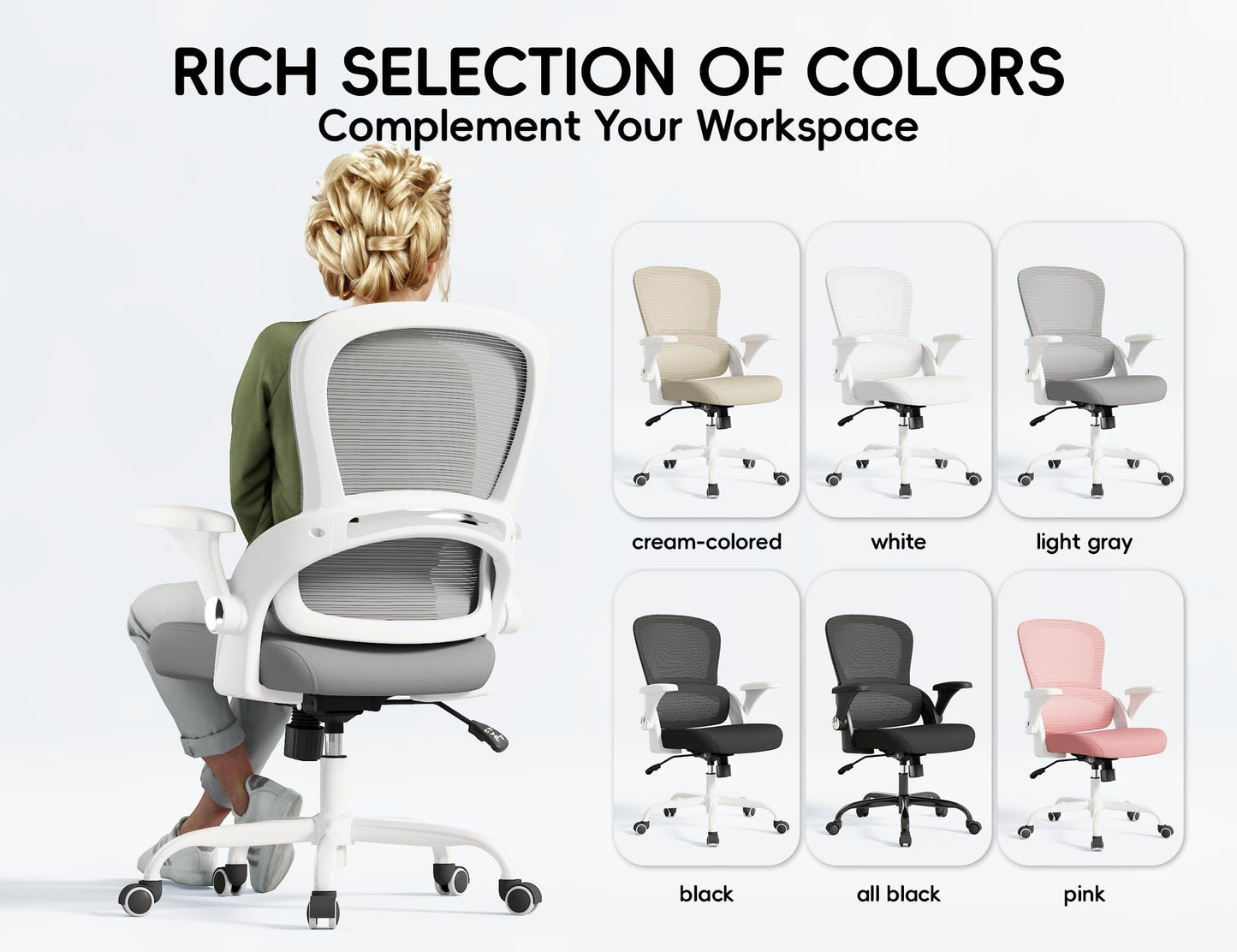 TRALT Ergonomic Office Chair - Comfy Desk Chair with Back Support, Home Office Desk Chairs, Computer Chair, 330lbs Wide Seat Big and Tall Office Chair for Executives (Grey)