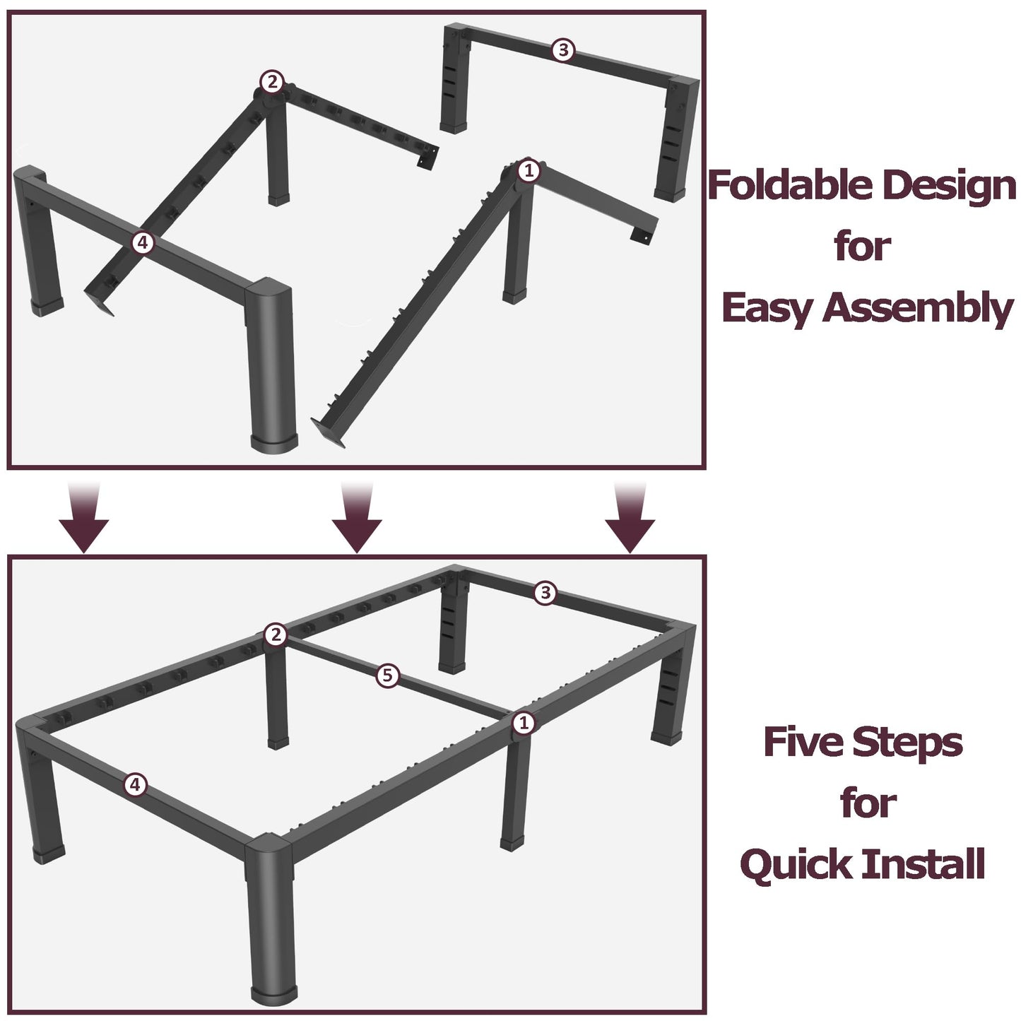 Bilily 14 Inch Twin Bed Frame Metal Platform with Round Corner Legs,3500 LBS Heavy Duty Steel Slats Support,Headboard Compatible,No Box Spring Needed,Easy Assembly,Mattress Retainer,Underbed Storage