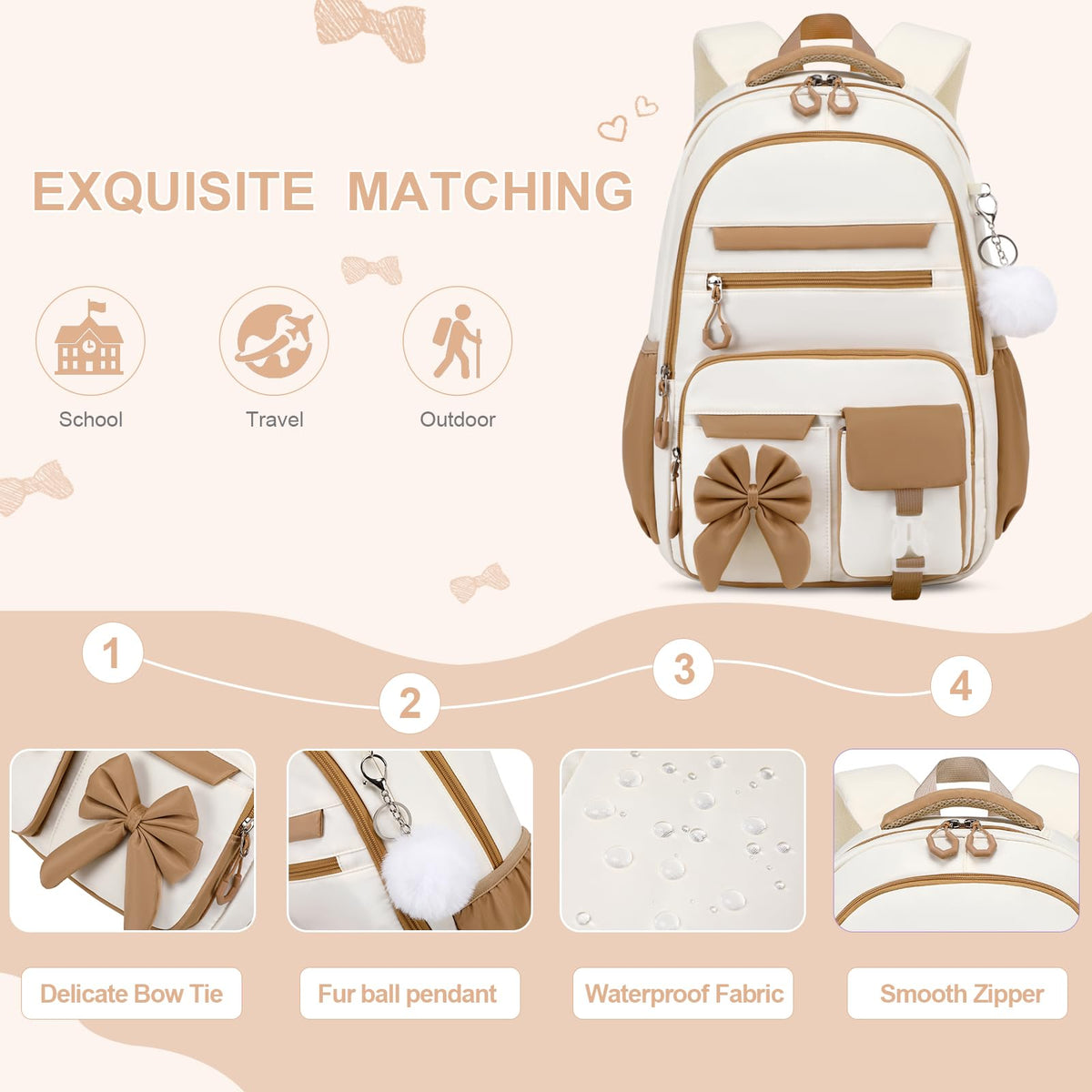 DIGOBAY Backpack for Girls, 3PCS Girls Backpack for School with Lunch Bag Pencil Case, Cute Kids Teens Bookbag for Kindergarten Elementary Preschool Middle School