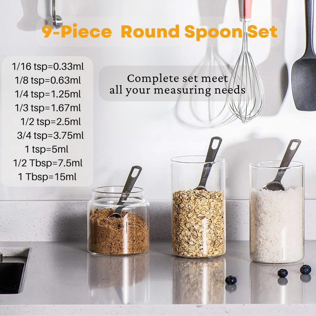 23 Pcs Stainless Steel Measuring Spoons Set with Leveler, Metal Round & Rectangular Spoons plus 5 Mini Teaspoons for Precise Cooking and Baking, Standard Sizes with Clear Engraved Markings