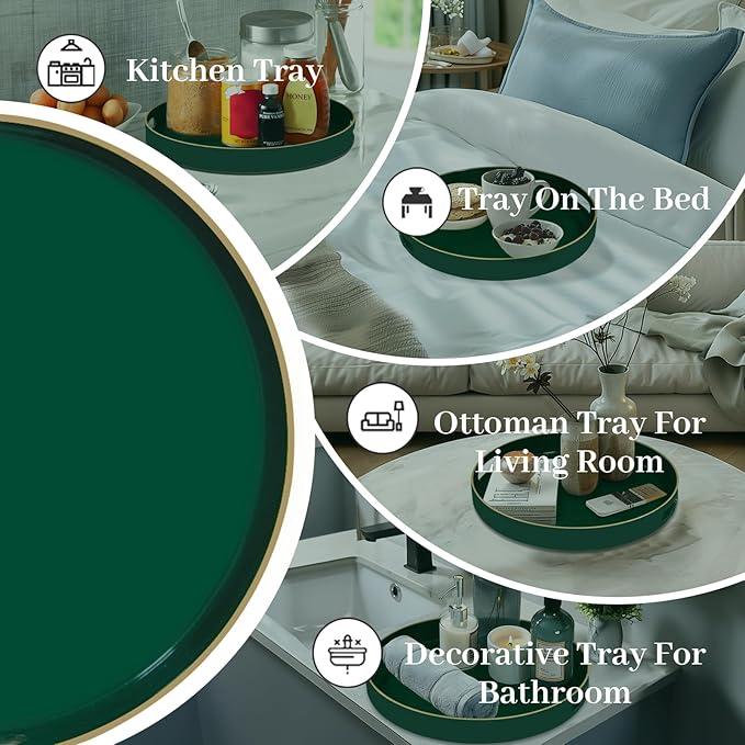 MAONAME Dark Green Decorative Tray, Plastic Trays