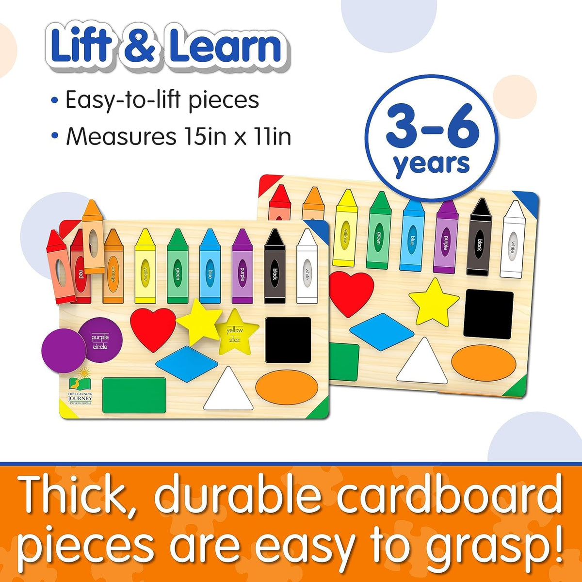 The Learning Journey: Lift & Learn Puzzle Colors & Shapes – Preschool Toys & Activities for Children Ages 3 and Up – Award Winning Educational Toy
