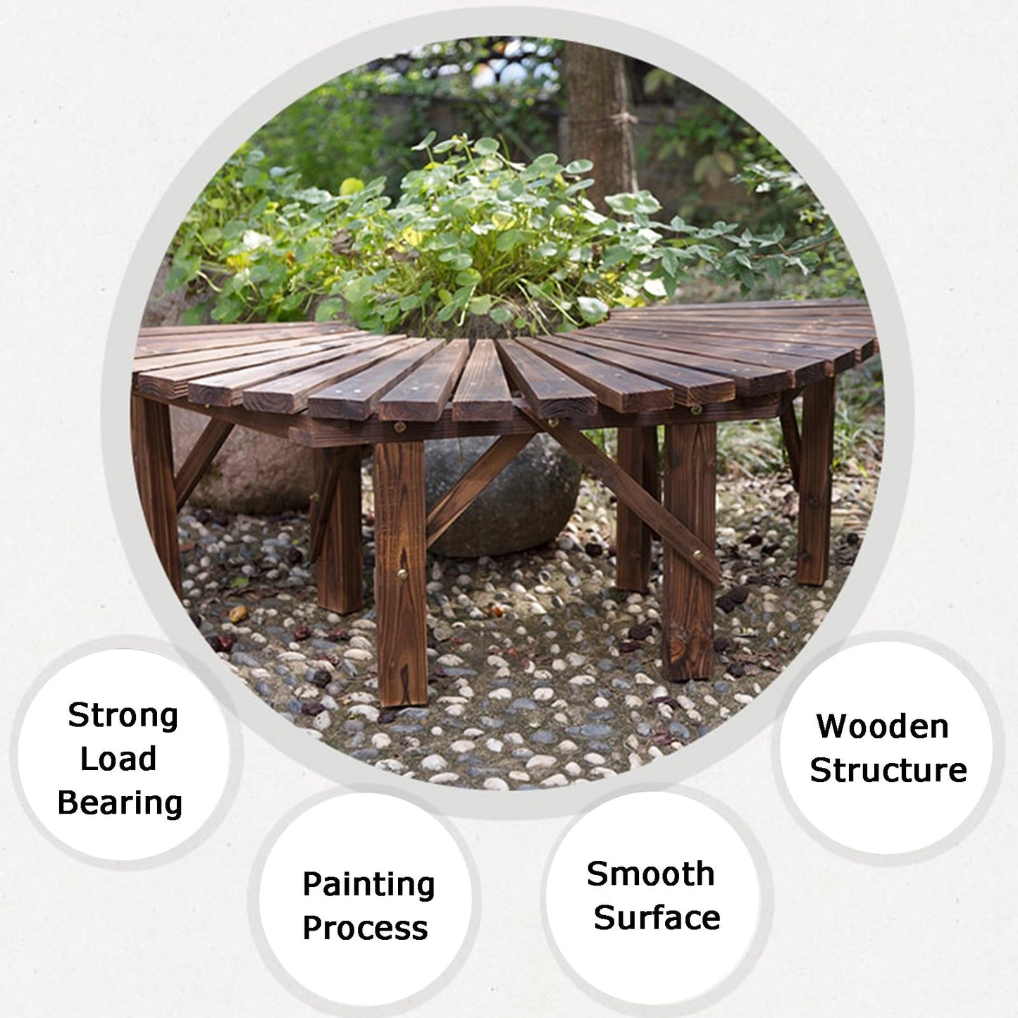 Curved Wooden Garden Bench Set - Semi-Circular Fan-Shaped Outdoor Seating for Patio, Yard & Lawn - Stylish and Comfortable Benches Included