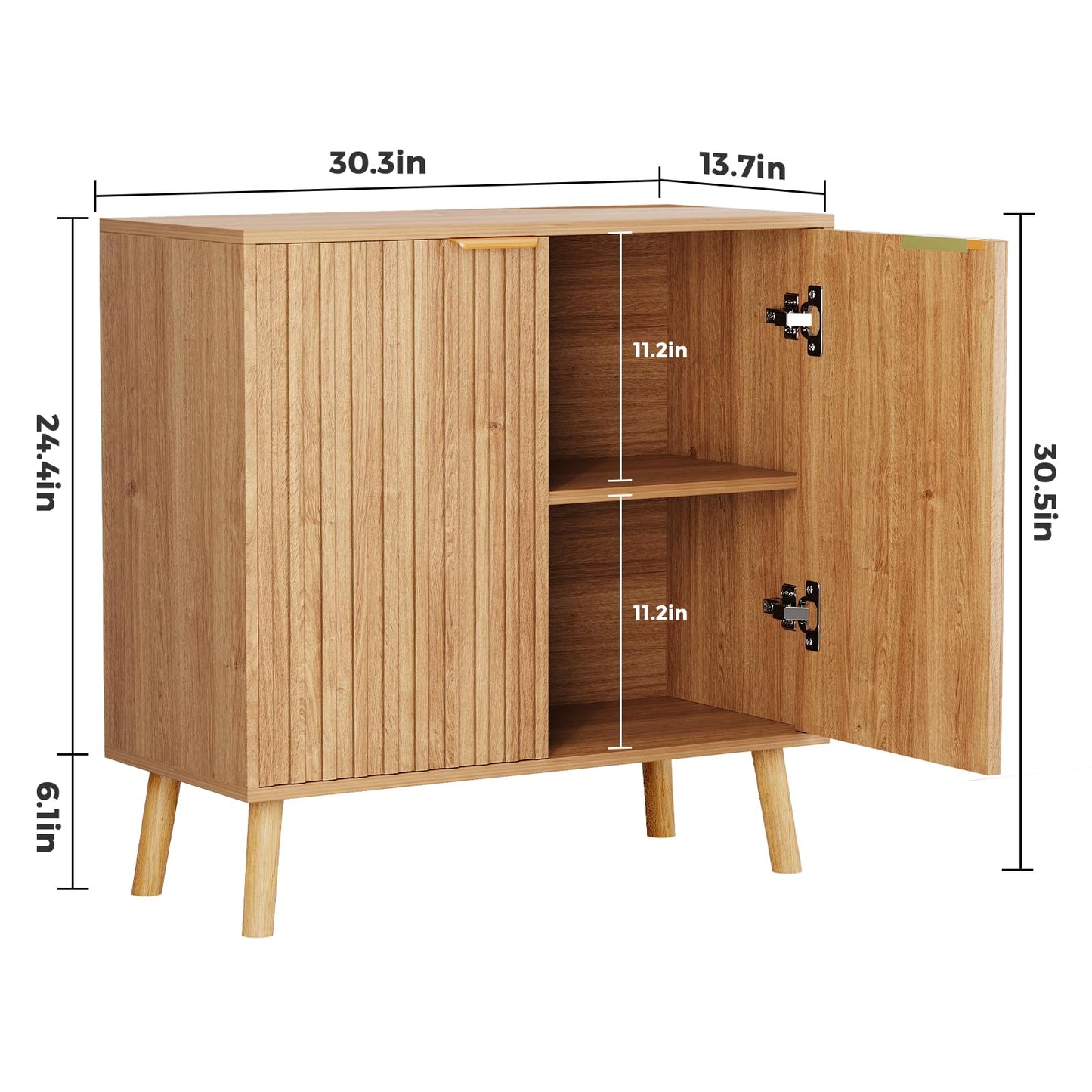 REHOOPEX Fluted Storage Cabinet, Buffet Cabinet Sideboard, Modern Accent Cabinet Console Table for Entryway, Living Room