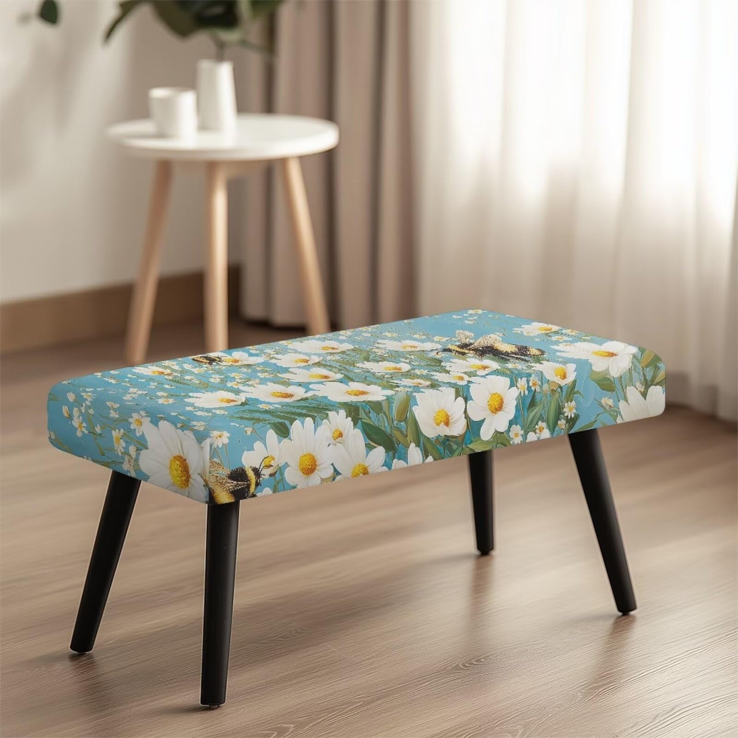 Cugasmaru Dining Bench Covers Soft Daisy Seat Cushion Protector,Washable Stretch Dining Bench Cover for Living Room Kitchen Easy to Clean