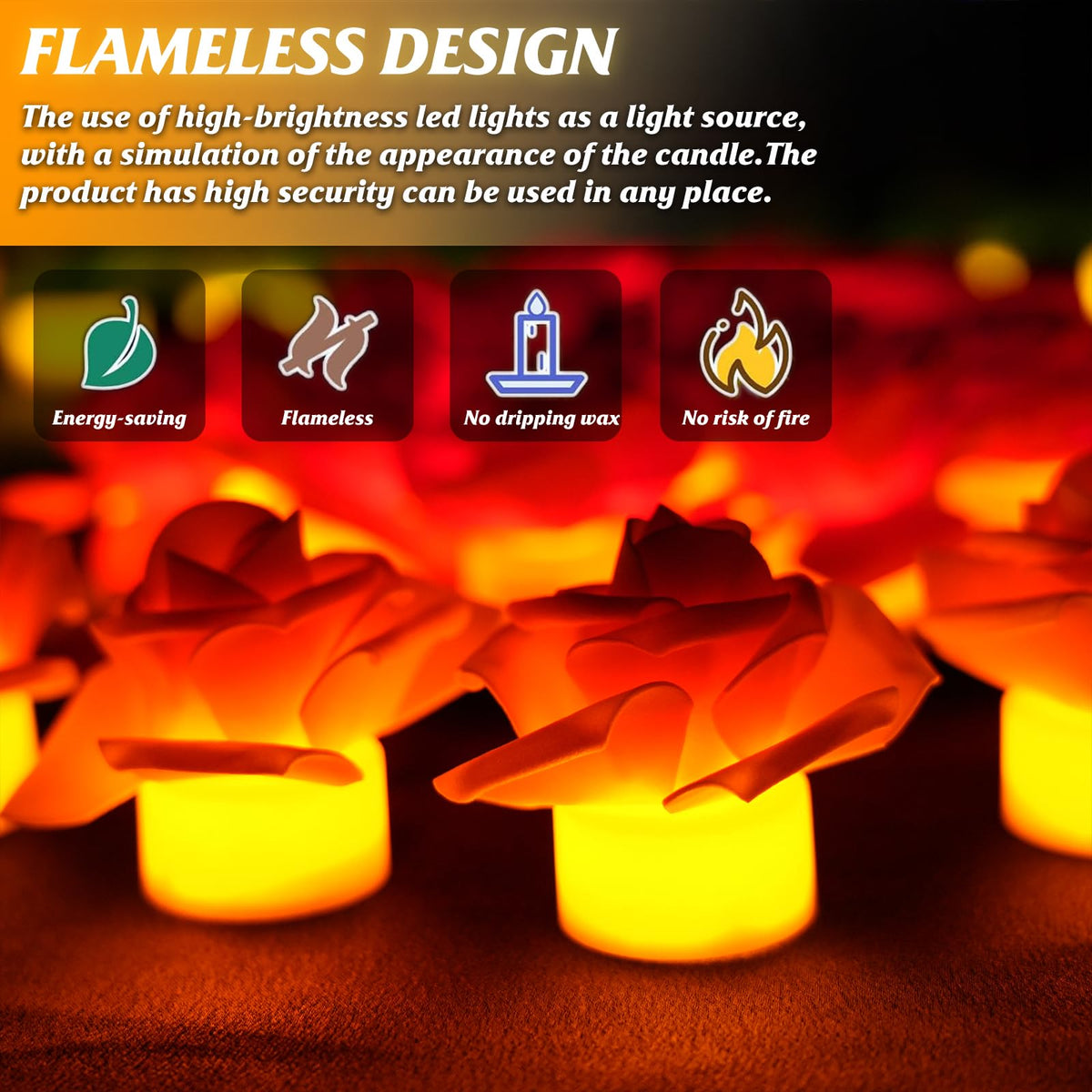 SupBri 12 Pack LED Tea Lights Candles with Artificial Rose Petals, Flameless Battery Operated Candles,Romantic Decorations Special Night Set for Valentines,Wedding Decor (Green, 12 Pack)