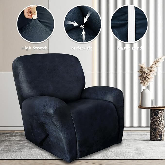 ANARACHON Leather Like Recliner Chair Covers Heavy Duty, 4 Pieces Recliner Cover