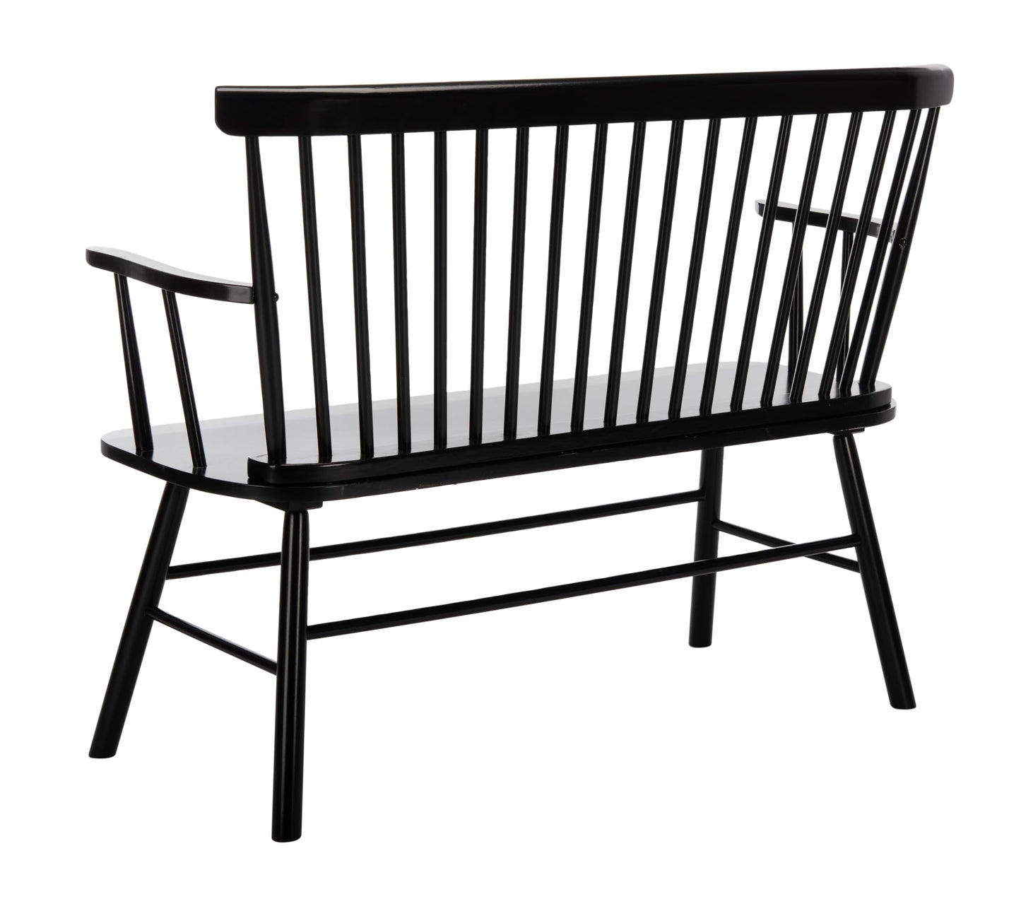 SAFAVIEH Furniture - Addison Loveseat - Black - Solid Wood - Coastal Slatted Design - Ideal for Living Room, Sunroom, Bedroom, 18" Seat Height (AMH8513A)