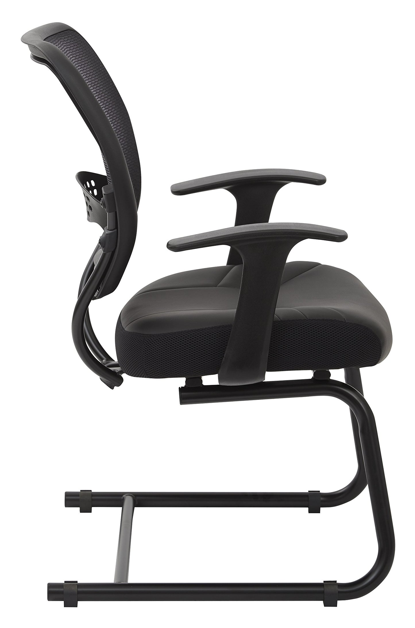 Space Seating 57 Series Dark Air Grid Back Visitor's Chair with Built-in Lumbar Support and Padded Seat, Black Bonded Leather