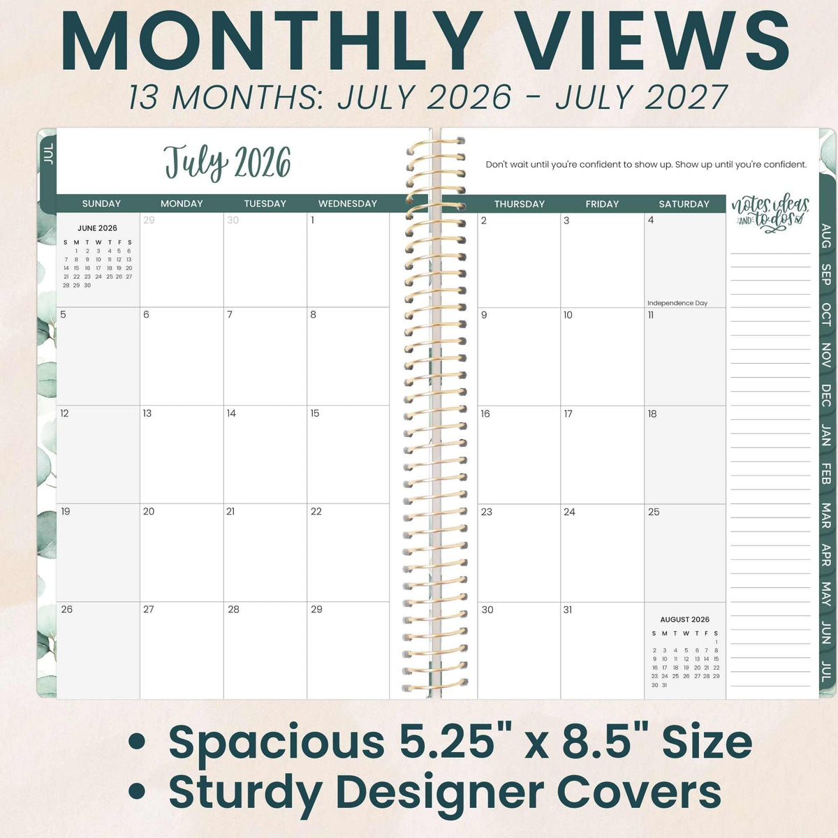 bloom daily planners 2026-2027 Planner - Academic Year (July 2026 - July 2027) Monthly & Weekly Soft Cover Planner for Women - 13 Month Inspirational Agenda Book with Stickers - 5.5" x 8.25" - Boho Greenery