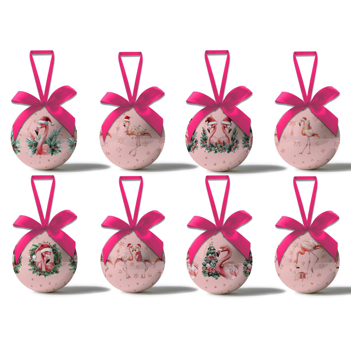 Pink Flamingo Christmas Decor - Pink Christmas Tree Flamingo Decorations Hanging Ornaments Balls, Cute Decorations Ball 2.36 Inch for Xmas Tree Party Home Holiday，Xmas Gifts Set of 16Pcs