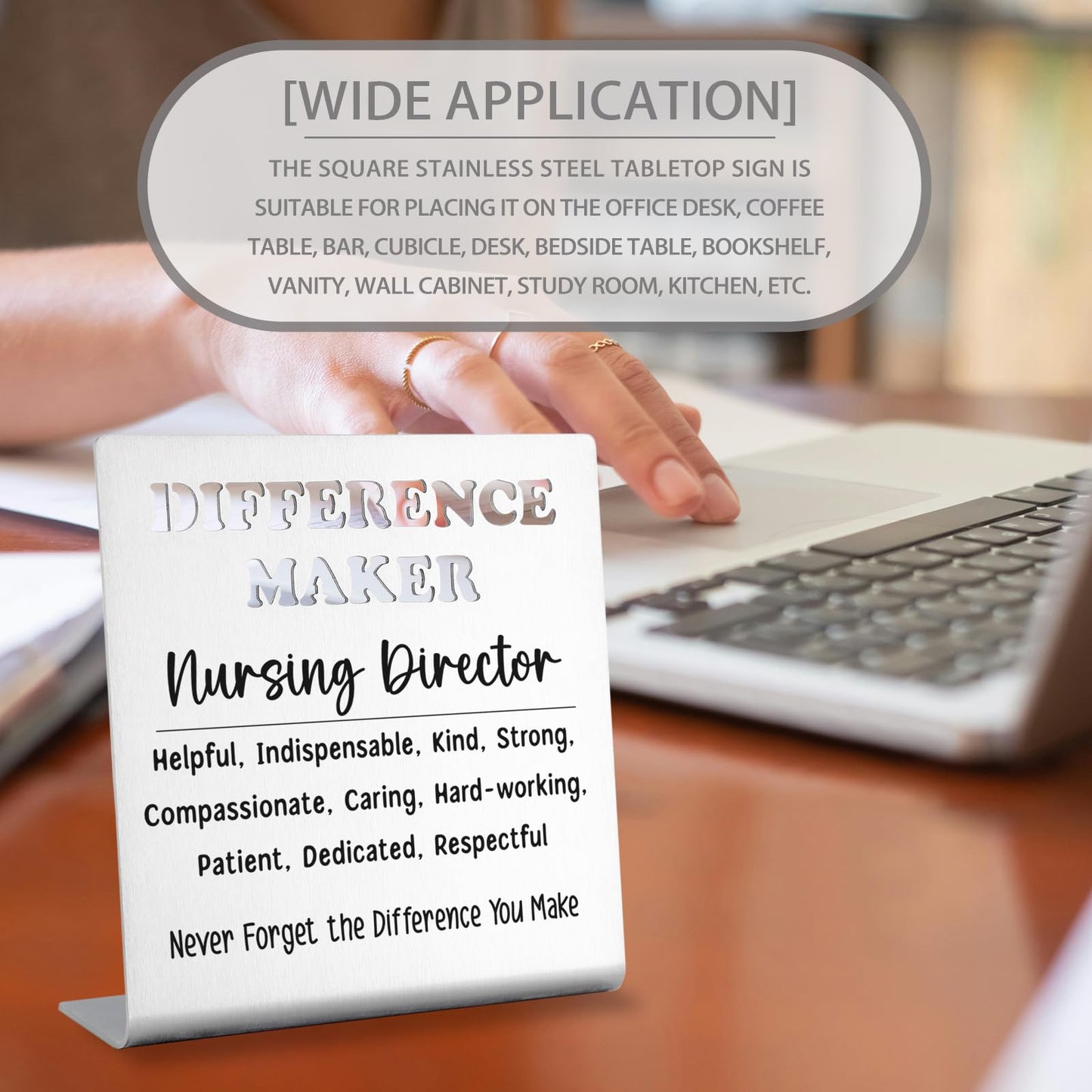 Nursing Director Appreciation Gifts, Difference Maker Desk Sign, Thank You Stainless Steel Plaque for Nurse Leader, Office Decor Gift for Nursing Director Mentor Boss bke70