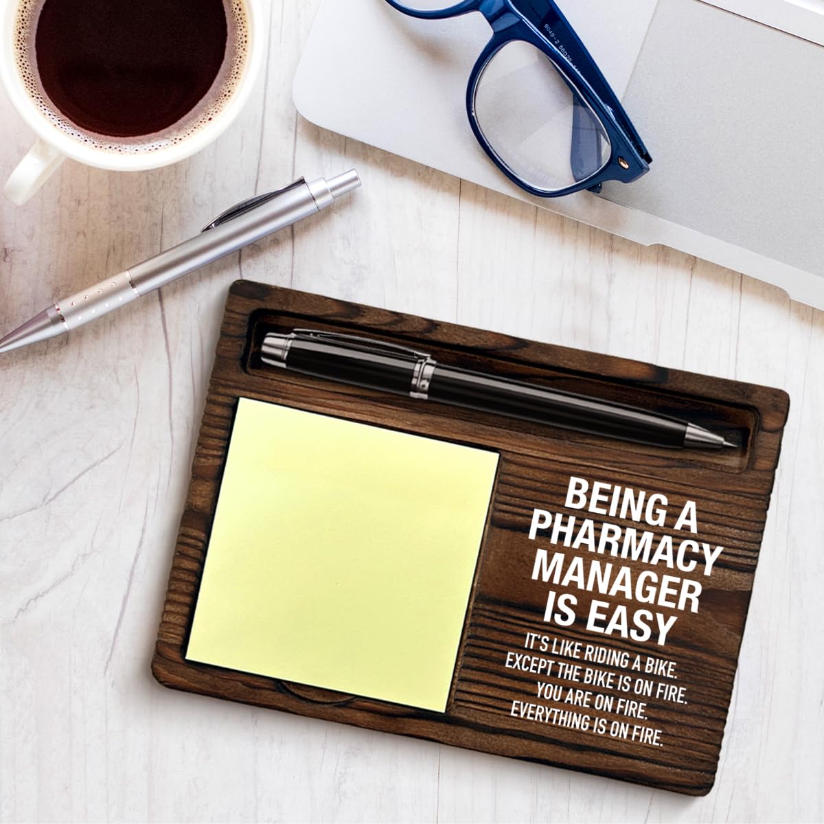Pharmacist Gifts for Women Men, Humor Gifts for Pharmacy Manager Christmas Birthday, Being a Pharmacy Manager is Easy Sticky Note Holder Drugstore Decor