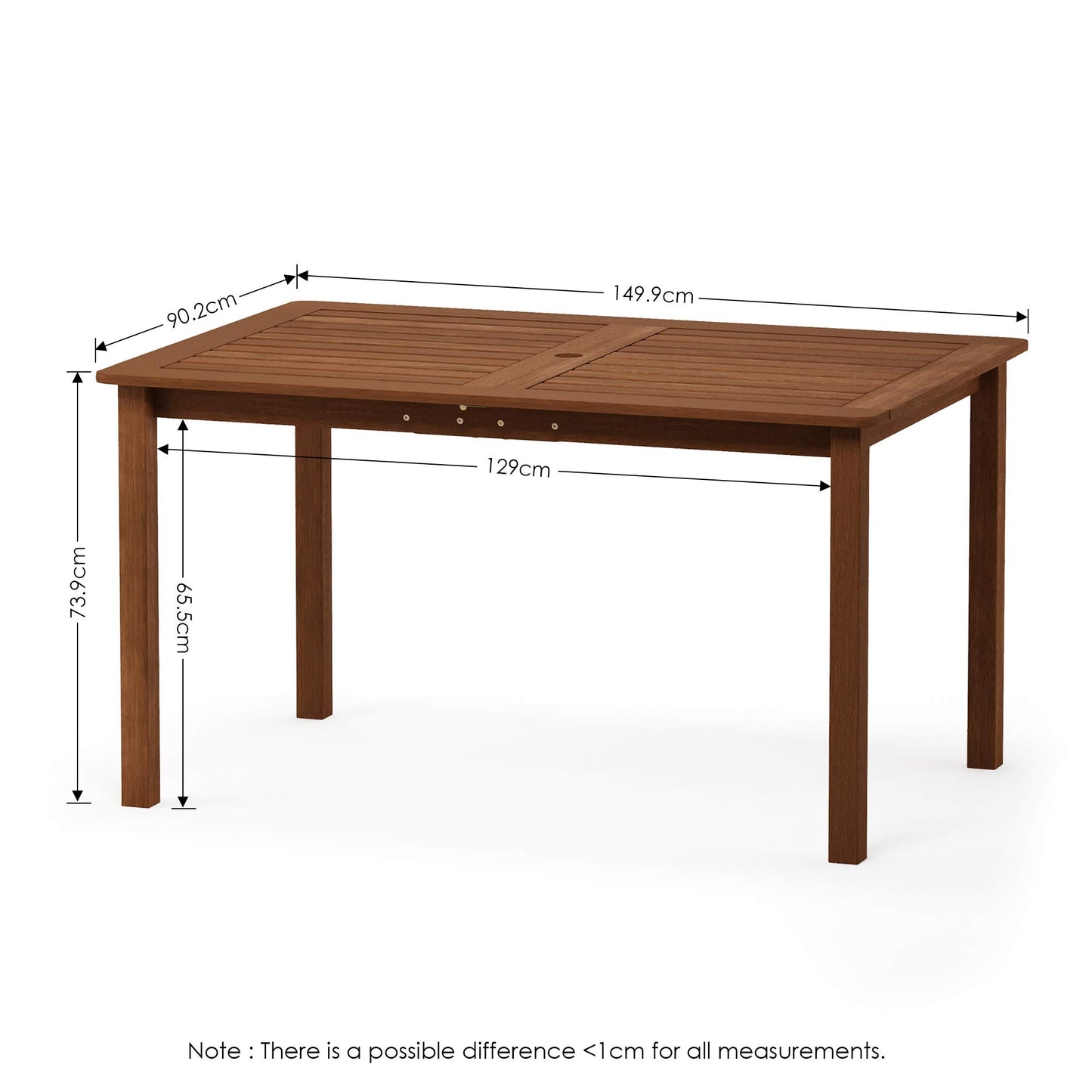 Furinno Tioman Outdoor Dining Table, Natural 35.5"D x 59.0"W x 29.0"H