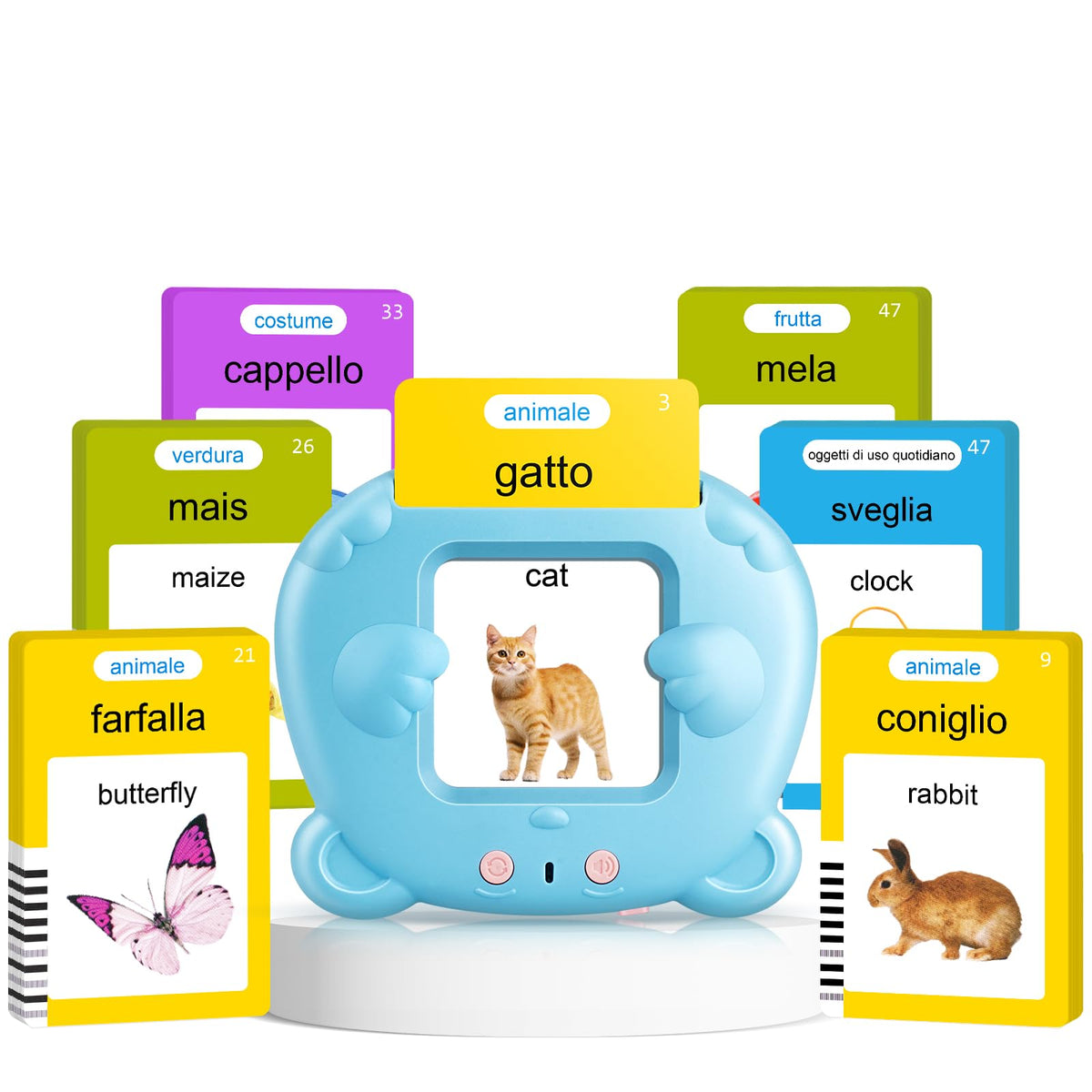 Italian & English Talking Flash Cards for Toddlers, Bilingual Flash Cards for Toddlers with 224 Sight Words, Montessori Learning Toys, Speech Therapy & Sensory Preschool Education Gifts for Kids