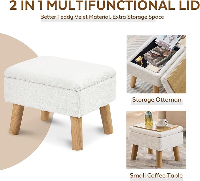 Storage Ottoman, Small Foot Stool Ottoman