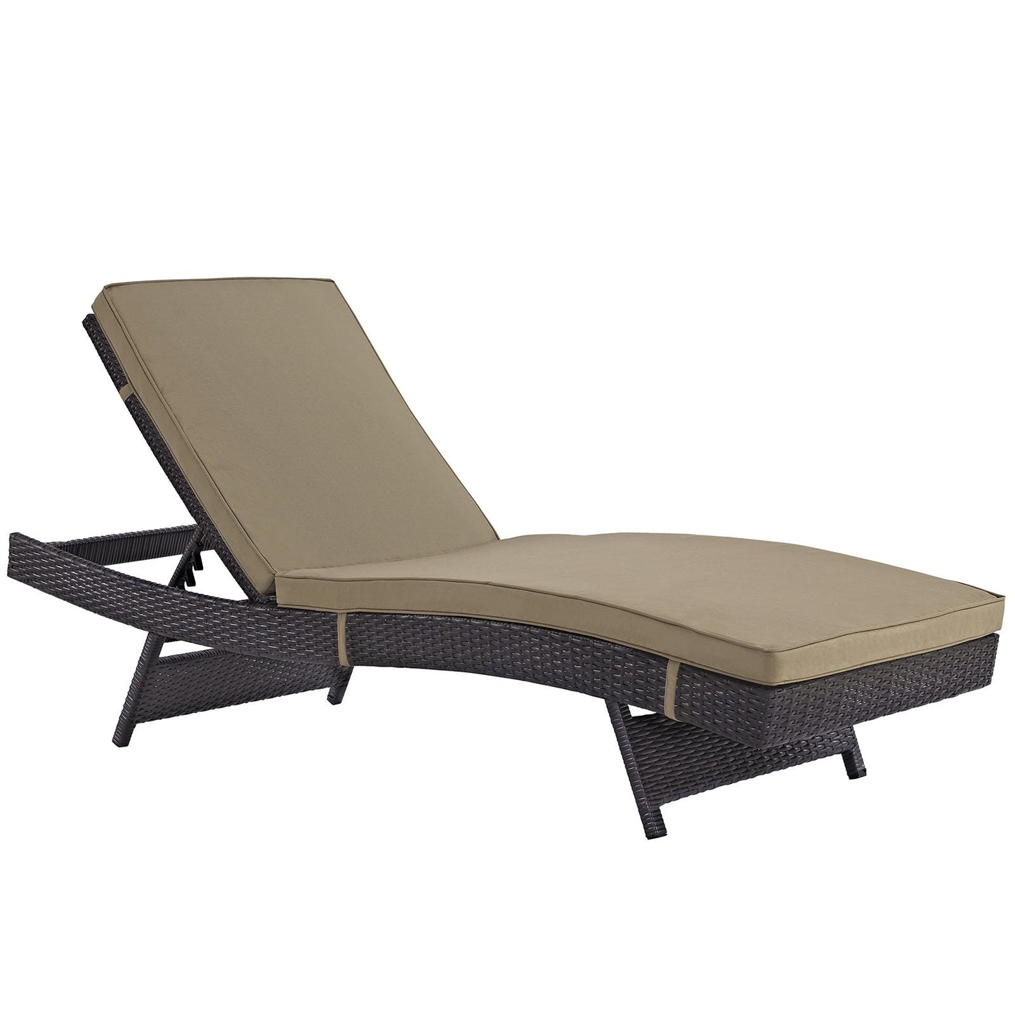 Modway Convene Wicker Rattan Outdoor Patio Chaise Lounge Chair in Espresso Mocha