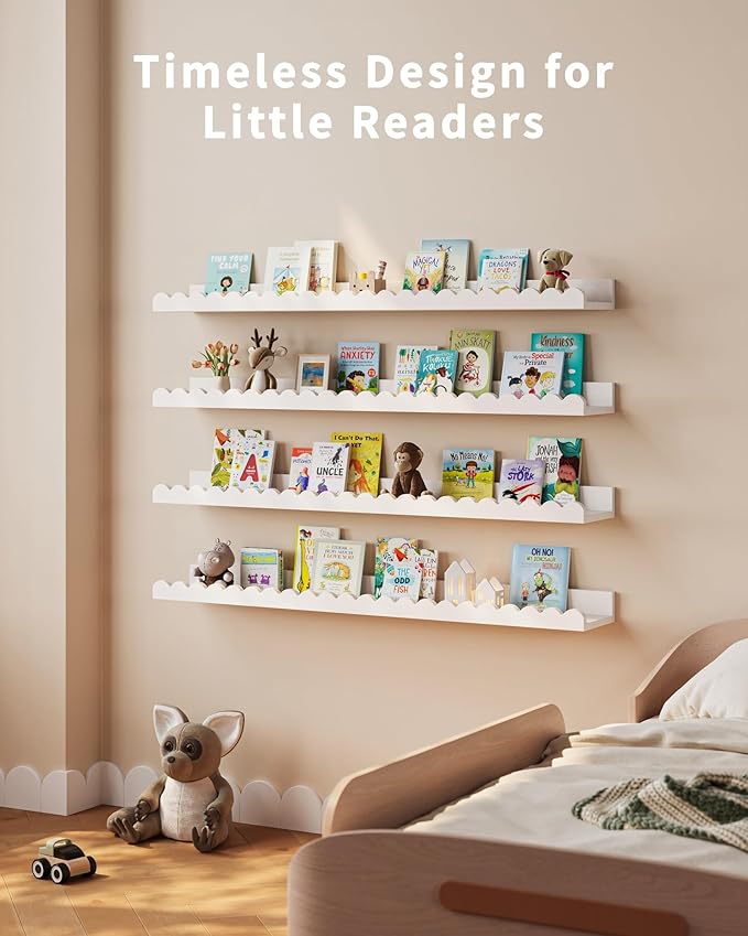 Shario Nursery Book Shelves, Scalloped Shelves, Wall Book Shelves