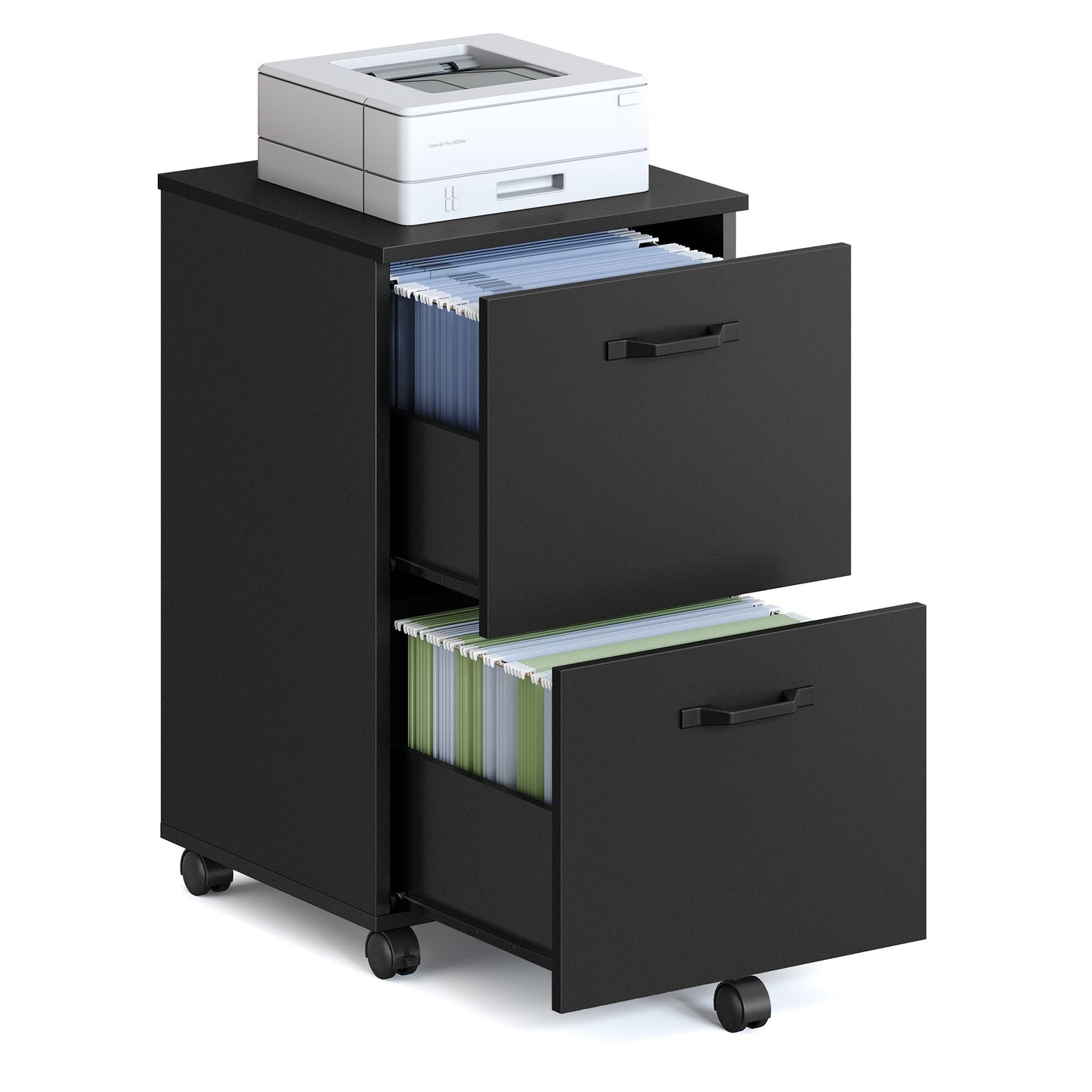 VASAGLE 2-Drawer File Cabinet, Small Rolling Filing Cabinet for Home Office, Printer Stand, for A4, Letter-Size Documents, 15.7 x 16.5 x 27.6 Inches, Ink Black UOFC040B16
