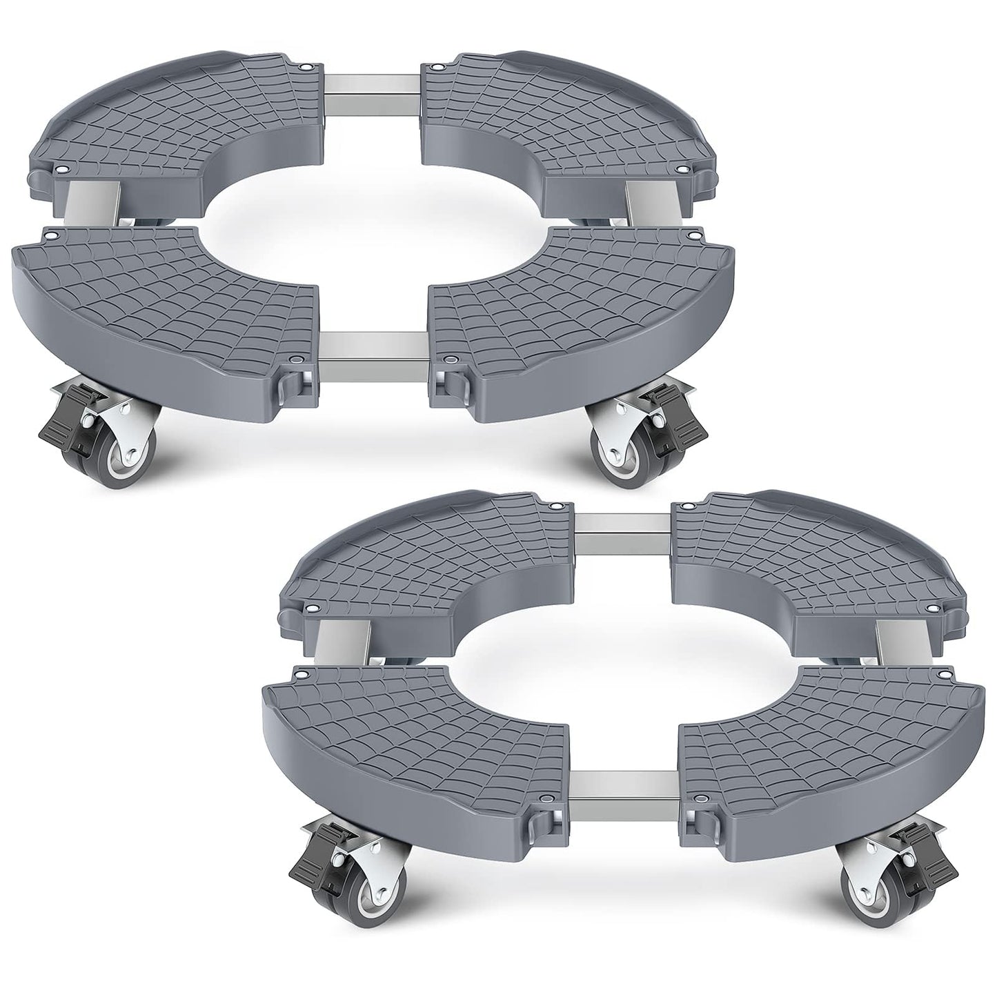 sanyi Plant Caddy with Wheels, 2 Pack Adjustable 15-21 Inch Rolling Planter Base Indoor Outdoor Large Plant Rollers Cart Dolly with Casters for Flower Pot Garden Tree Pot Holder Mover