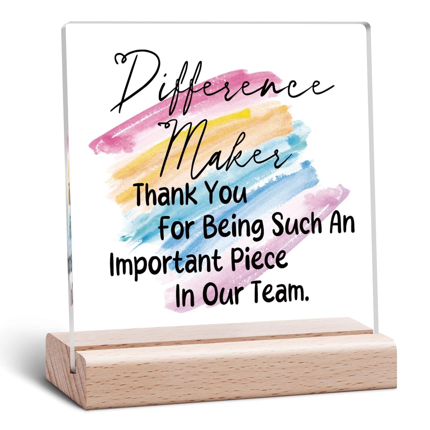Thank You Gifts for Leader Mentor Boss Teacher Difference Maker Gifts Clear Desk Decorative Sign Employee Appreciation Present for Coworkers Retirement Acrylic Sign With Wooden Stand for Desk Table