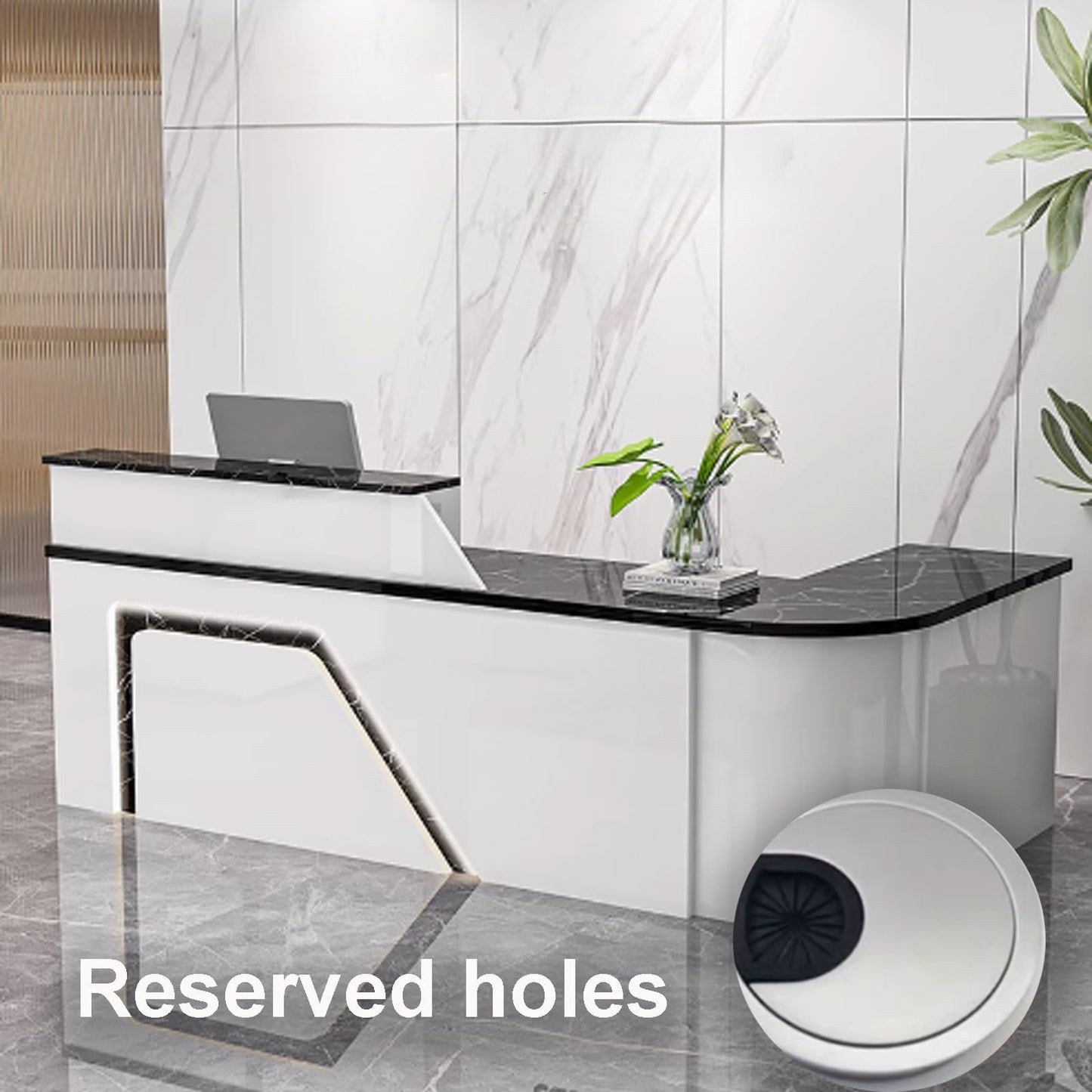 Modern Reception Desk - Ergonomic Front Counter for Lobby & Restaurant, Sleek White & Gray Finish, 140cm Stylish Design for Professional Spaces, Perfect Reception Solution