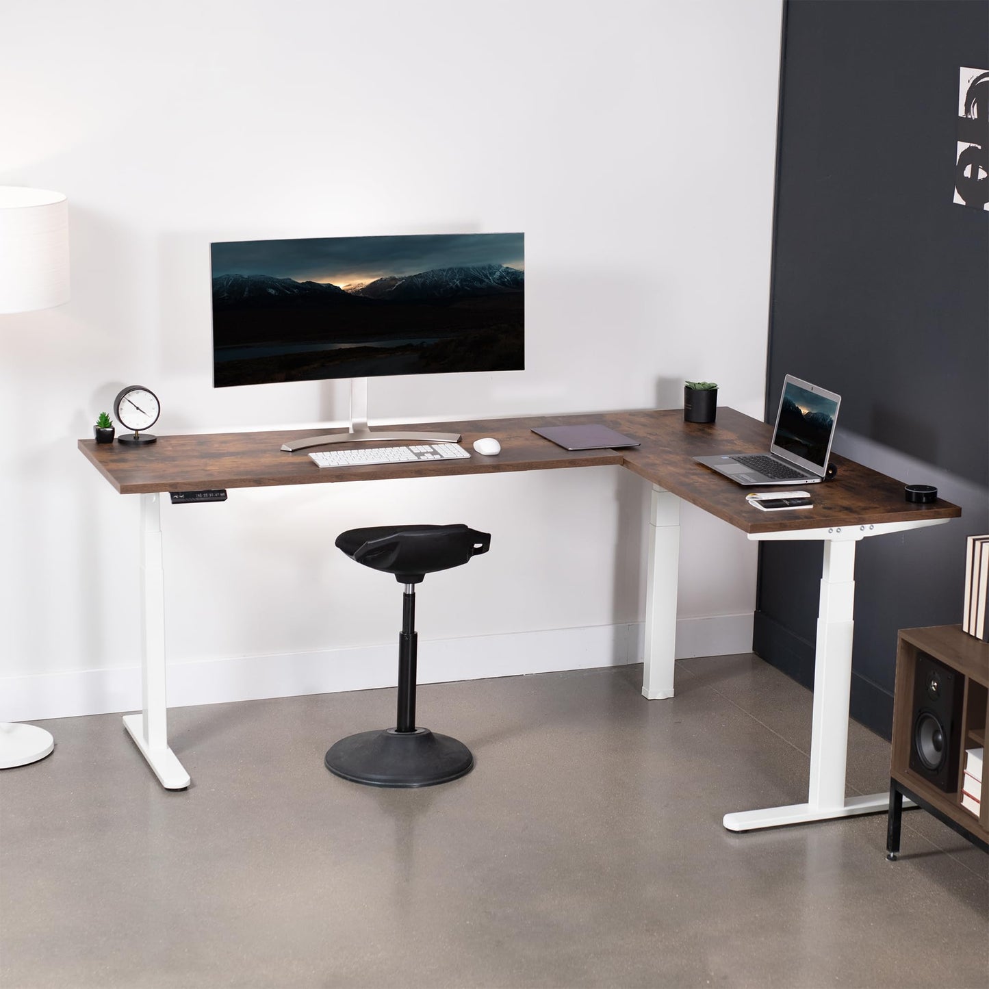 VIVO White Electric Corner 3 Leg Standing Desk Frame, DESK-V130EW