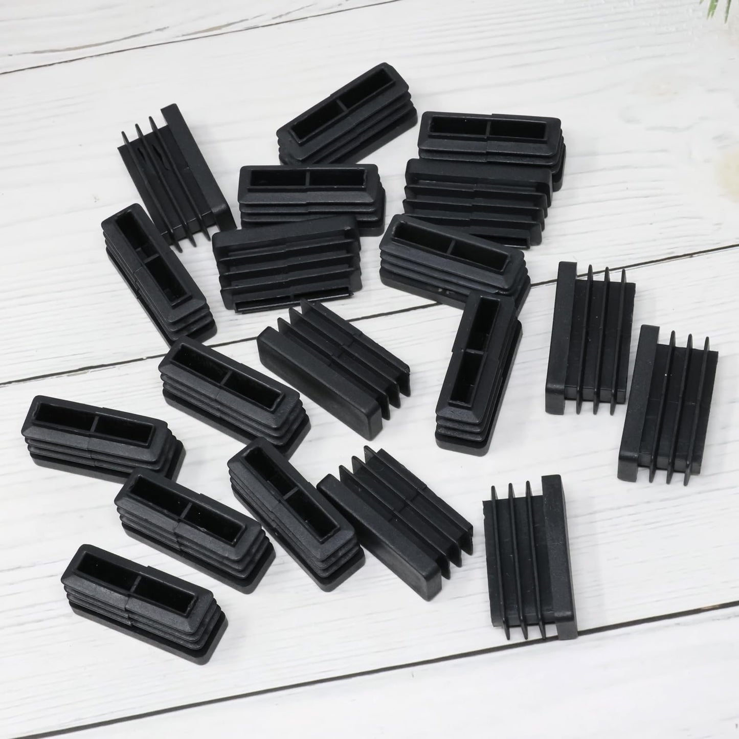 yueton 20PCS Black Rectangle Plug Furniture End Caps Plastic Rectangular Tube Plug for Furniture Foot Chair Legs
