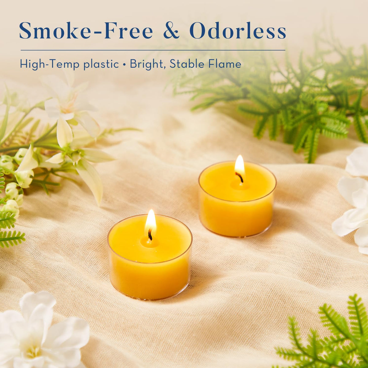 Crenovo 48 Pack Beeswax Tea Lights, 6-Hour Long Burning Tealight Candles, Ideal for Dinners Meditation Home Decor Tea Candles
