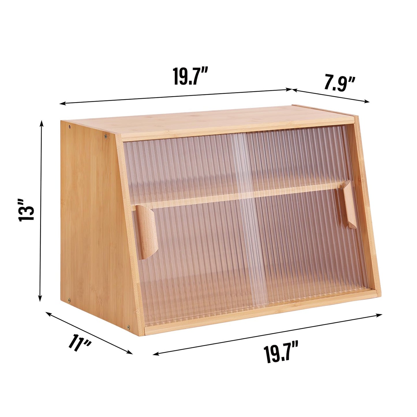 Tiita Small Kitchen Pantry Cabinet, Bamboo Sideboard with Glass Doors, Cupboard Food Pantry Cabinet for Kitchen, Living Room and Dinning Bedroom
