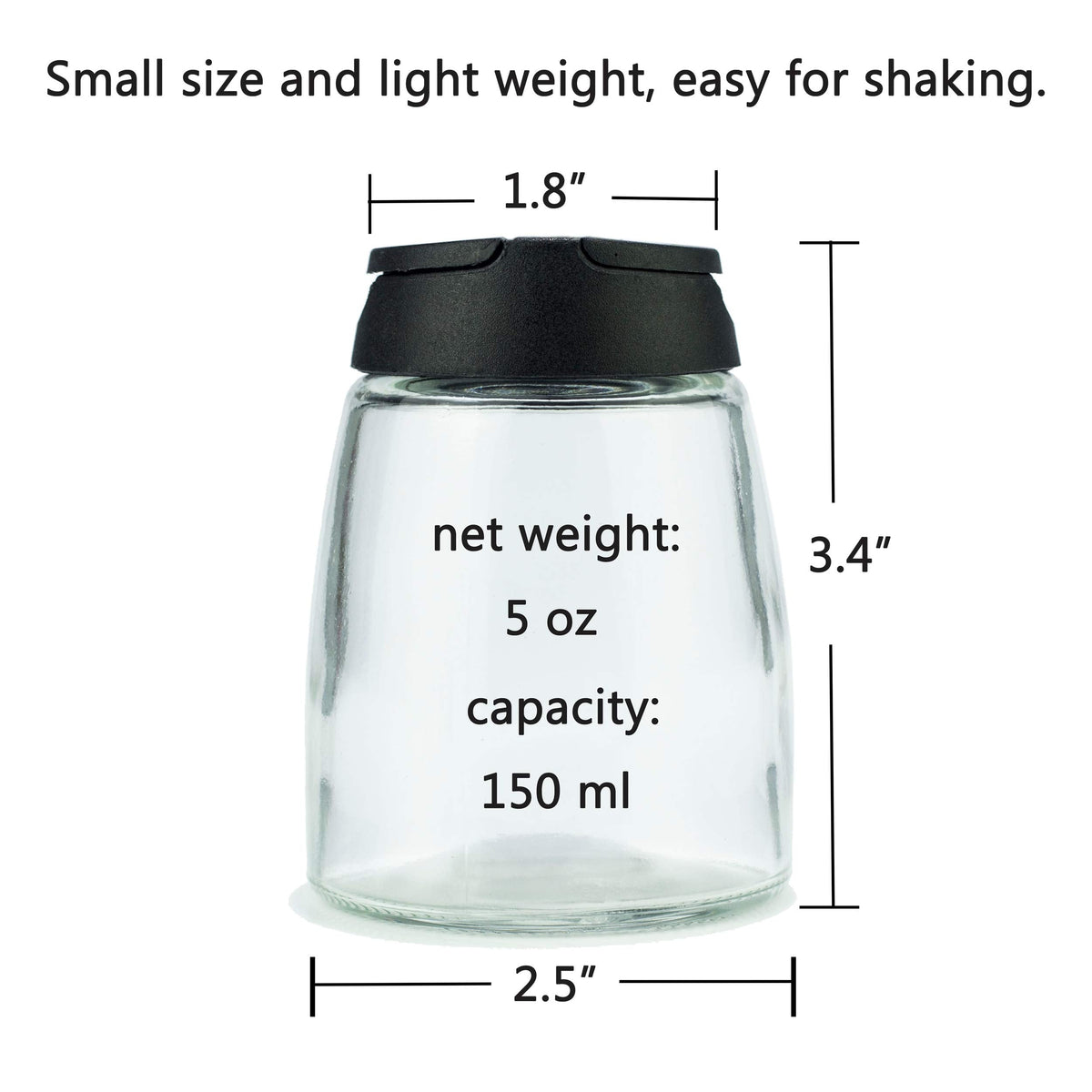 MILEKE Salt and Pepper Shakers, Moisture-Proof Condiment holders 150ML, 2/pack