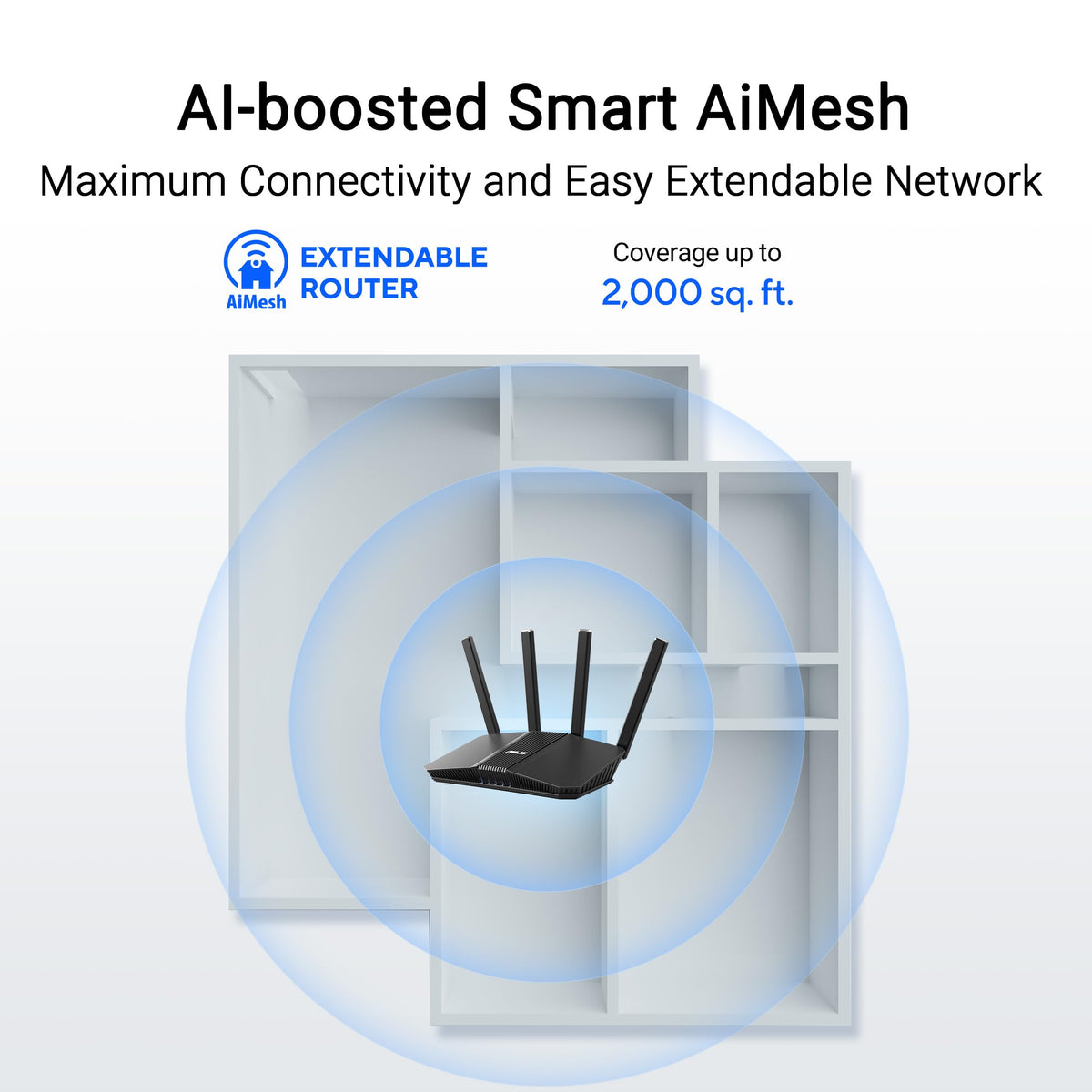 ASUS RT-BE58U WiFi 7 Router - Dual-Band, Dual-WAN, Up to 3.6 Gbps, Mesh + VPN Compatible, 3yr Warranty