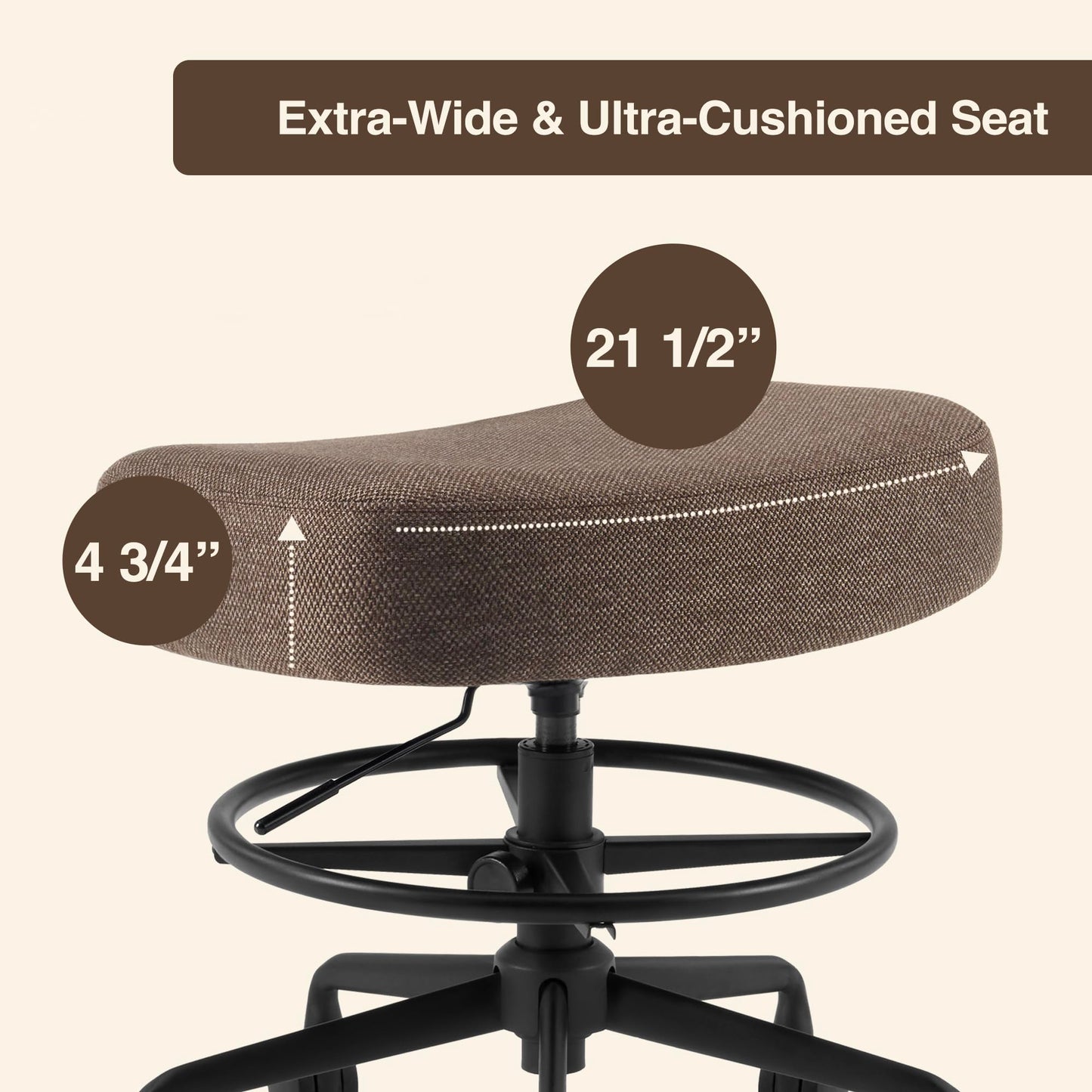 DR.LOMILOMI Pneumatic Swivel Rolling Saddle Stool 504 Kalea with Adjustable Foot Ring for Clinic SPA Tattoo and Home (Mocha, Standard)