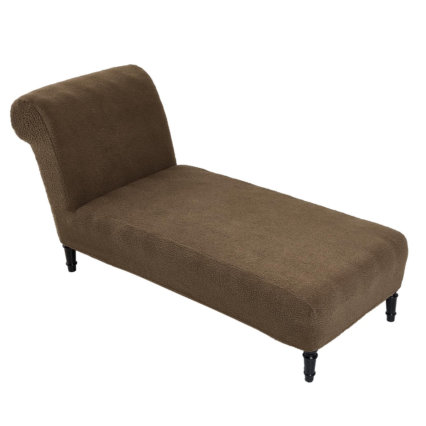 Teddy Wool Chaise Lounge Cover Indoor Armless Chaise Slipcover Luxury Elegance Lounge Chair Cover Ultra Soft Stretch Machine Washable Chair Covers for Living Room Bedroom Furniture, Brown