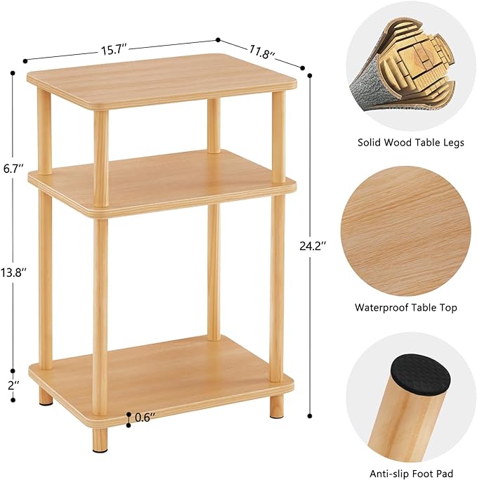 Apicizon 3 Tier End Table, Record Player Stand