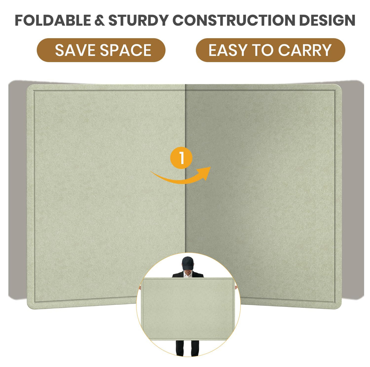 Large Bulletin Board, 72 X 48 inches Cork Board with 30 Pushpin, 6' x 4' Felt Cork Board Notice Pin Board, Self-Adhesive Vision Board Mood Board Foldable Photo Board for Wall - Sage Green
