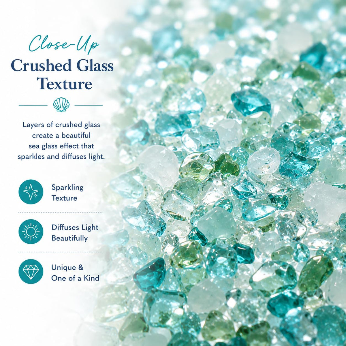 J Devlin Aqua Crushed Glass Night Light, Coastal Decor