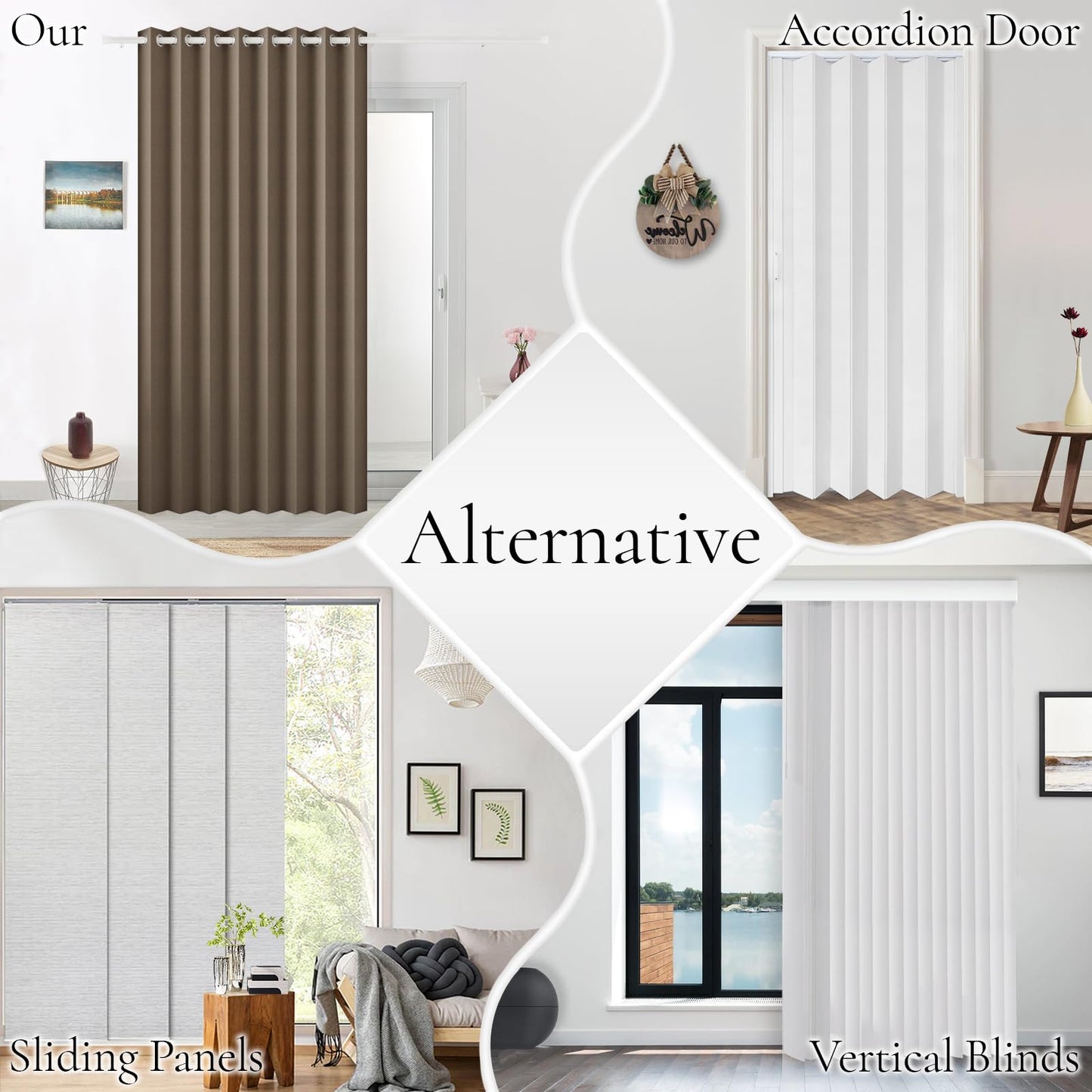 HMYI 100% Blackout Door Curtain for Doorway - Magnetic Accordion Style Closet Curtain for Open Closet Single Panel 80 Inch Length, 1 Panel, W45 x L80, Brown